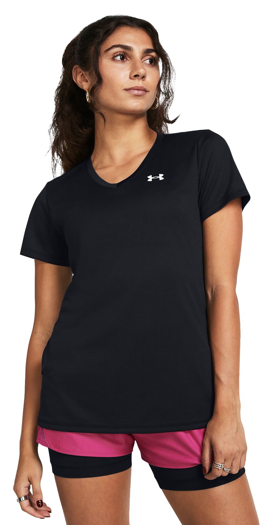 Image of Under Armour UA Tech V-Neck Short-Sleeve Shirt for Ladies - Black/White - XXL