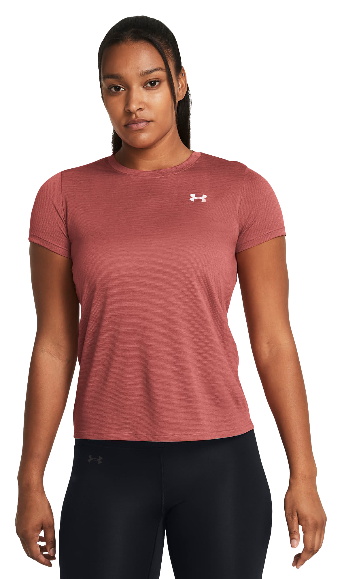 Image of Under Armour Tech Bubble Short-Sleeve T-Shirt for Ladies - Sedona Red/White