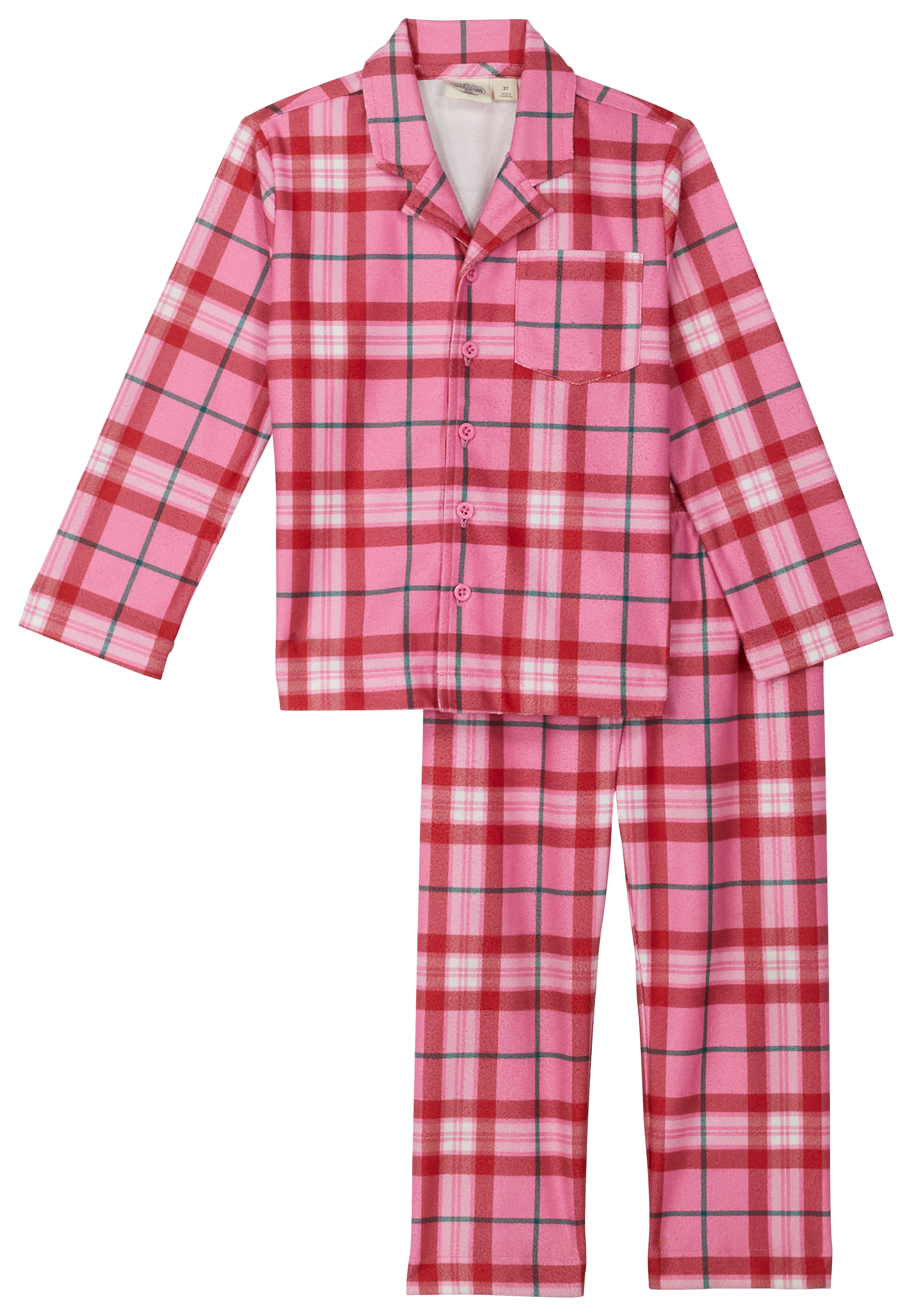 Image of Outdoor Kids Holiday Pajama Set for Toddlers - Pink Plaid - 2T