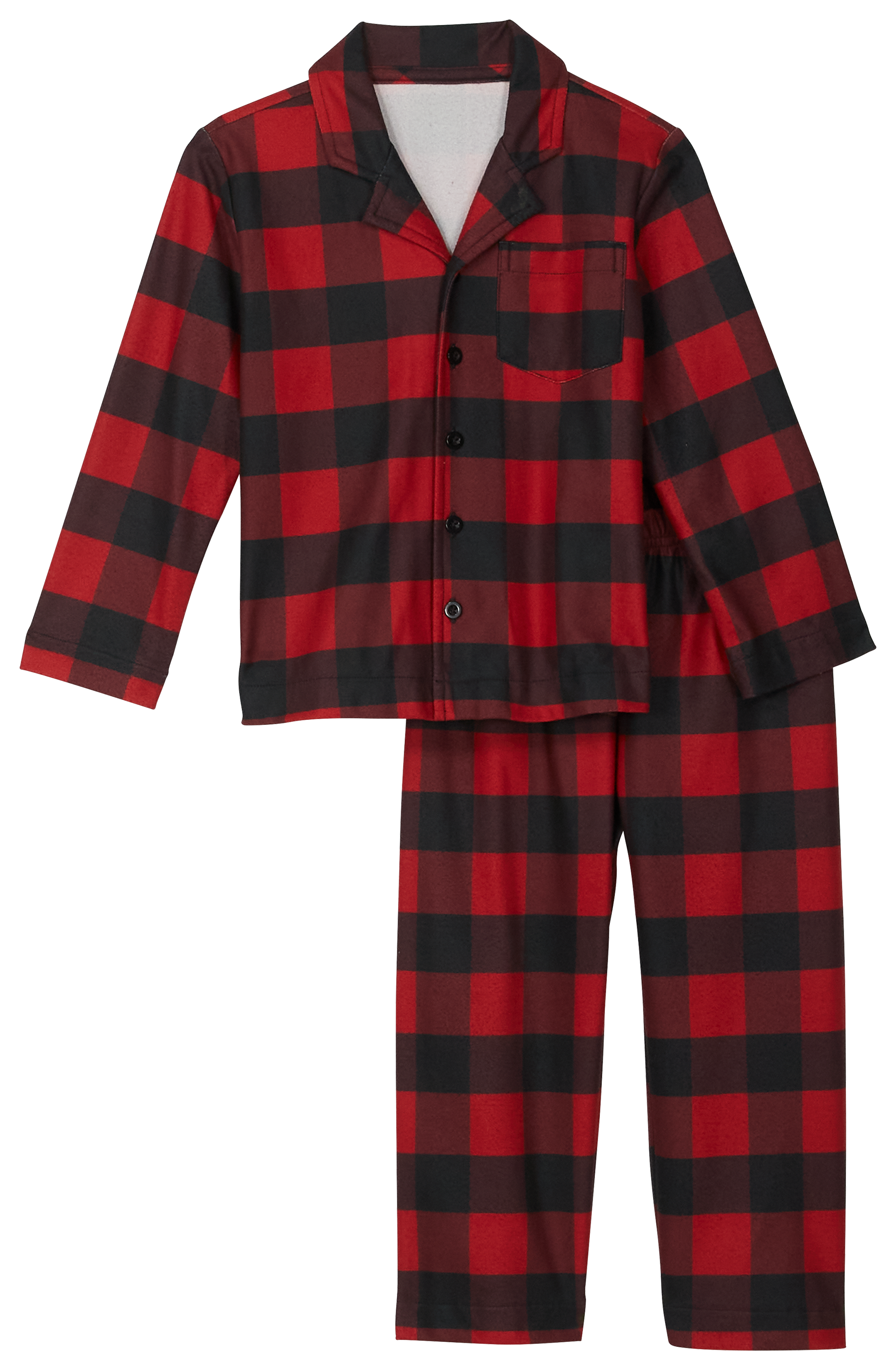 Image of Outdoor Kids Holiday Pajama Set for Toddlers - Red/Black Plaid - 2T