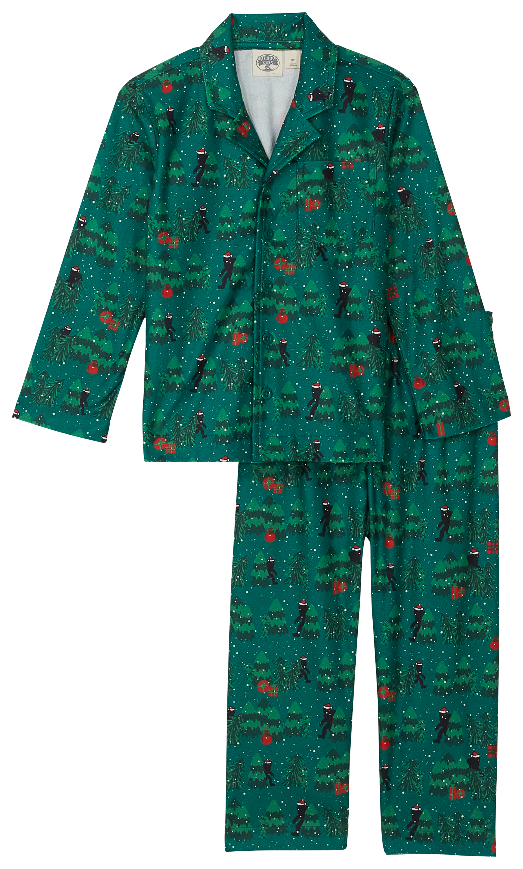 Image of Outdoor Kids Holiday Pajama Set for Toddlers - Sasquatch - 2T