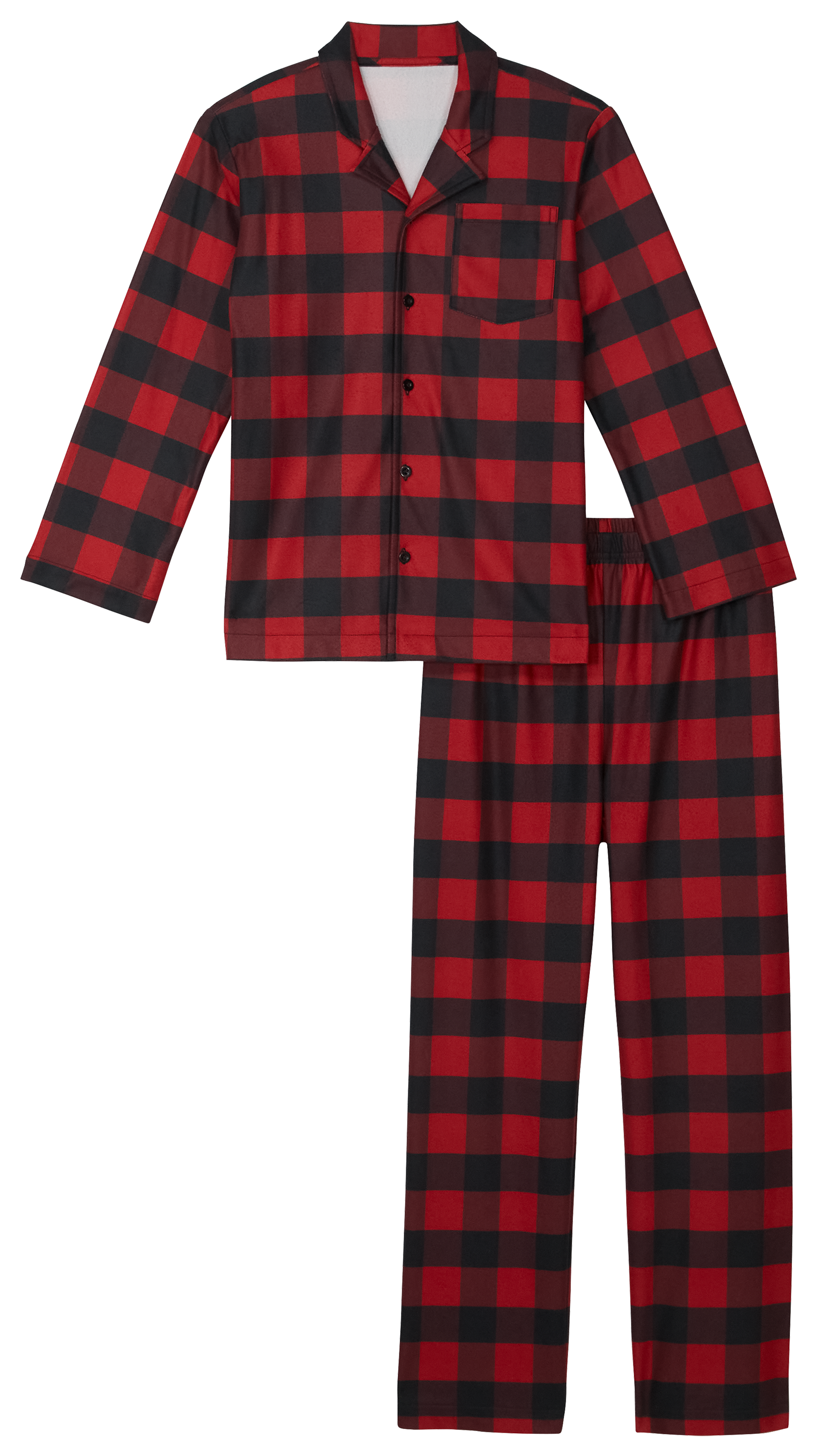 Image of Outdoor Kids Holiday Pajama Set for Kids - Red/Black Buffalo - XS