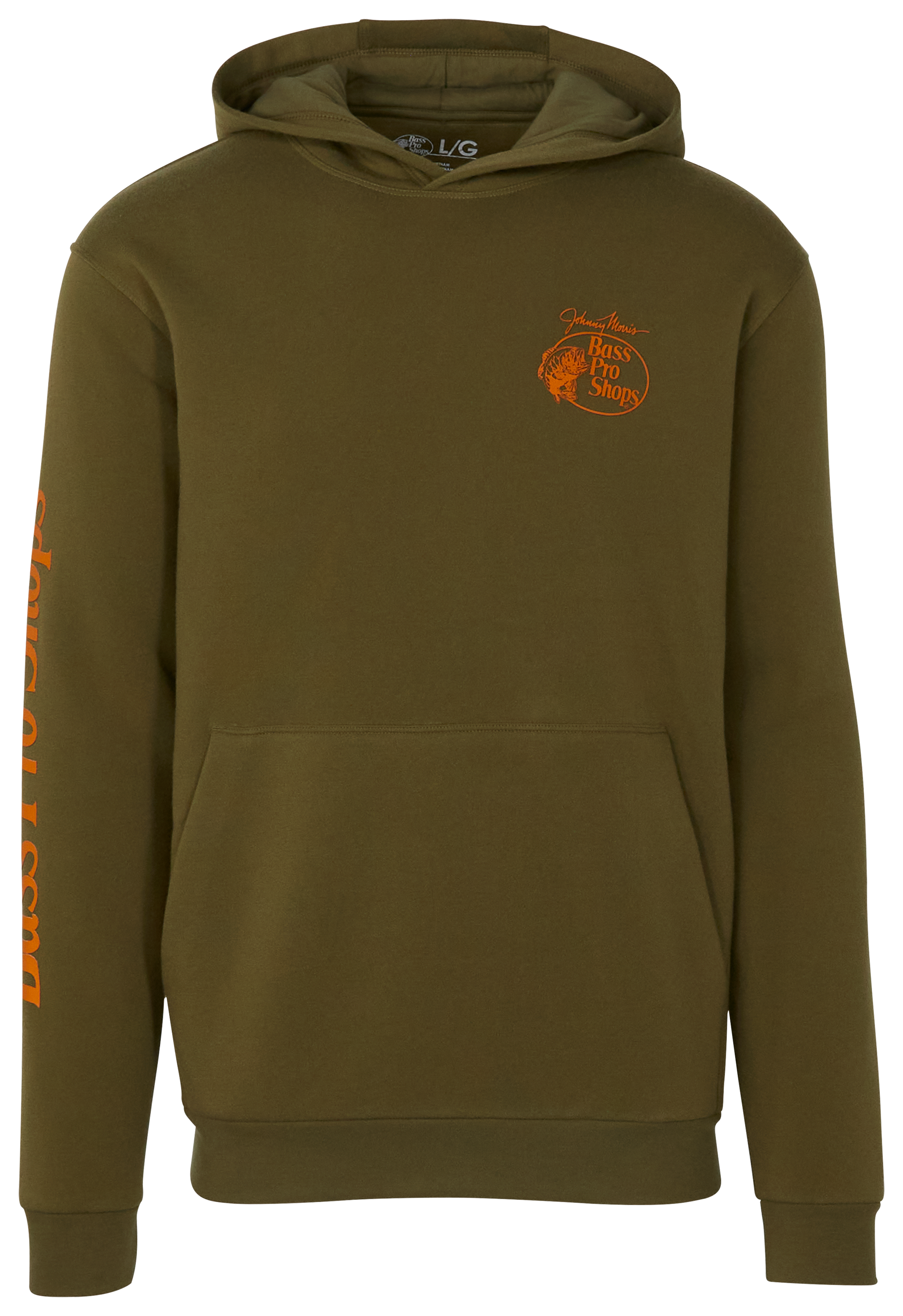 Image of Bass Pro Shops Sleeve Graphic Hoodie for Men - Burnt Olive - M