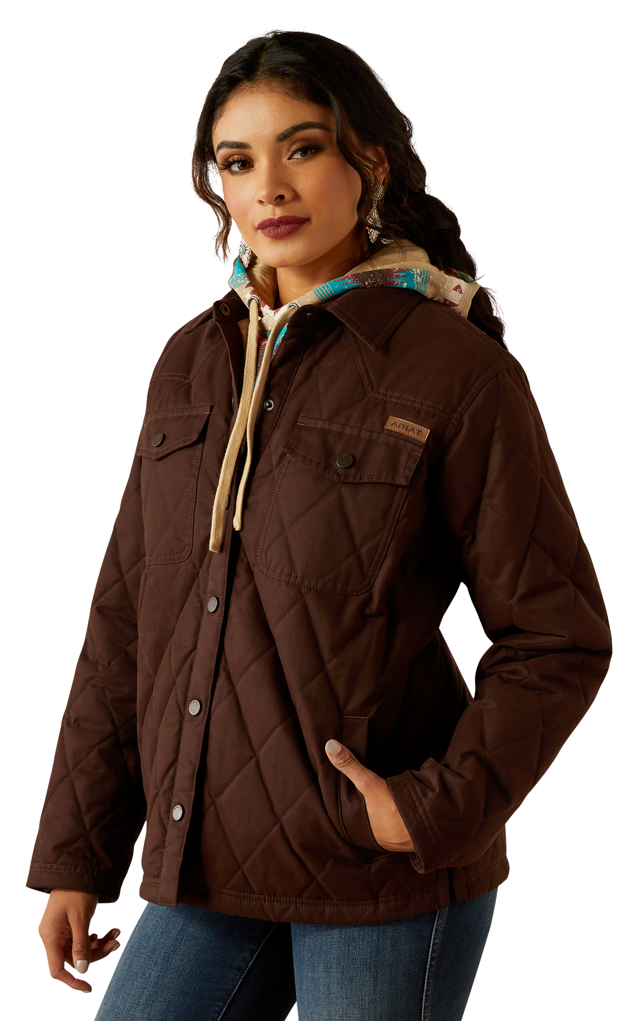 Image of Ariat Grizzly Quilted Barn Jacket for Ladies - Mole - S