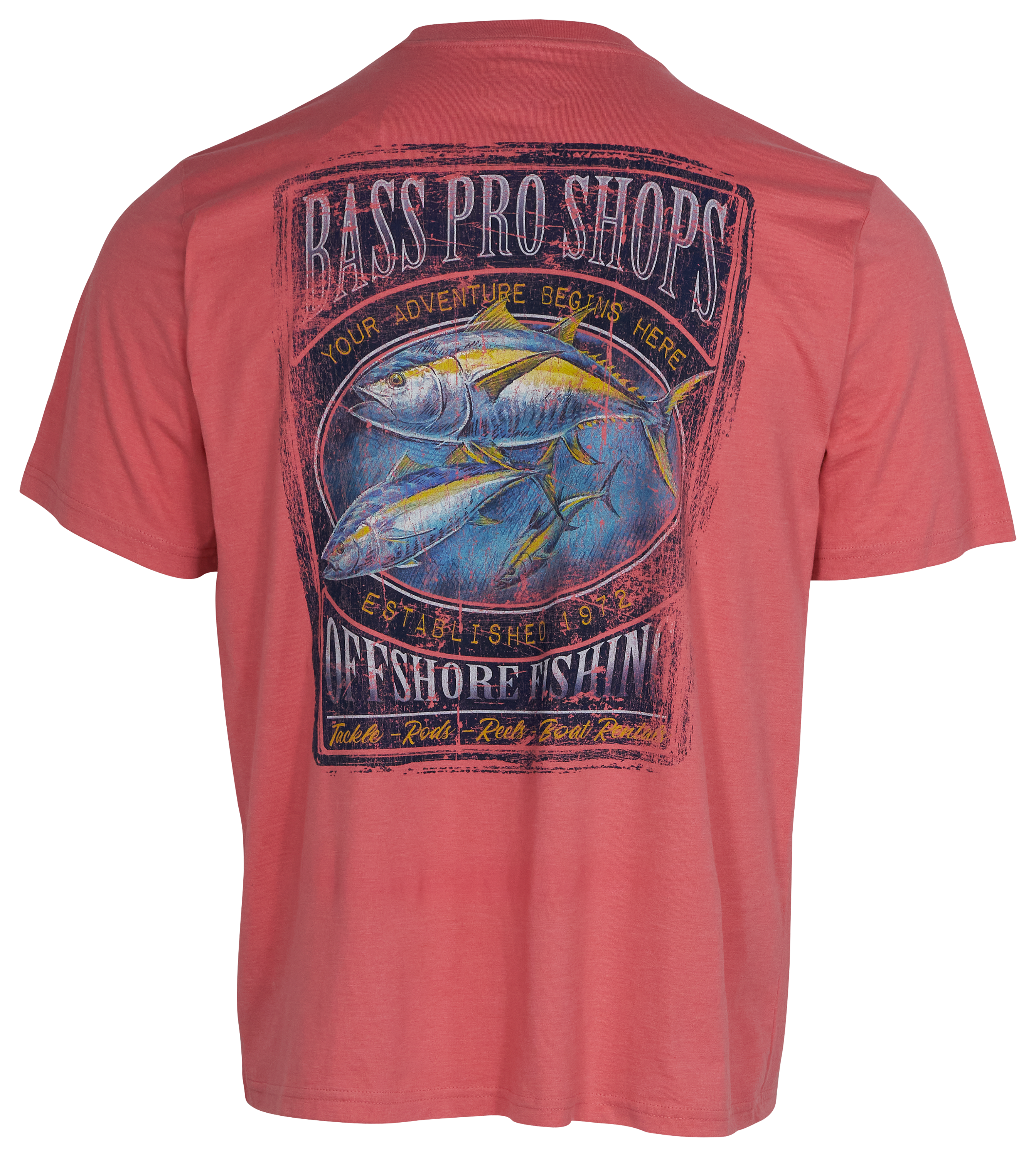 Image of Bass Pro Shops Vintage Tuna Charter Short-Sleeve Pocket T-Shirt for Men - Salmon Rose