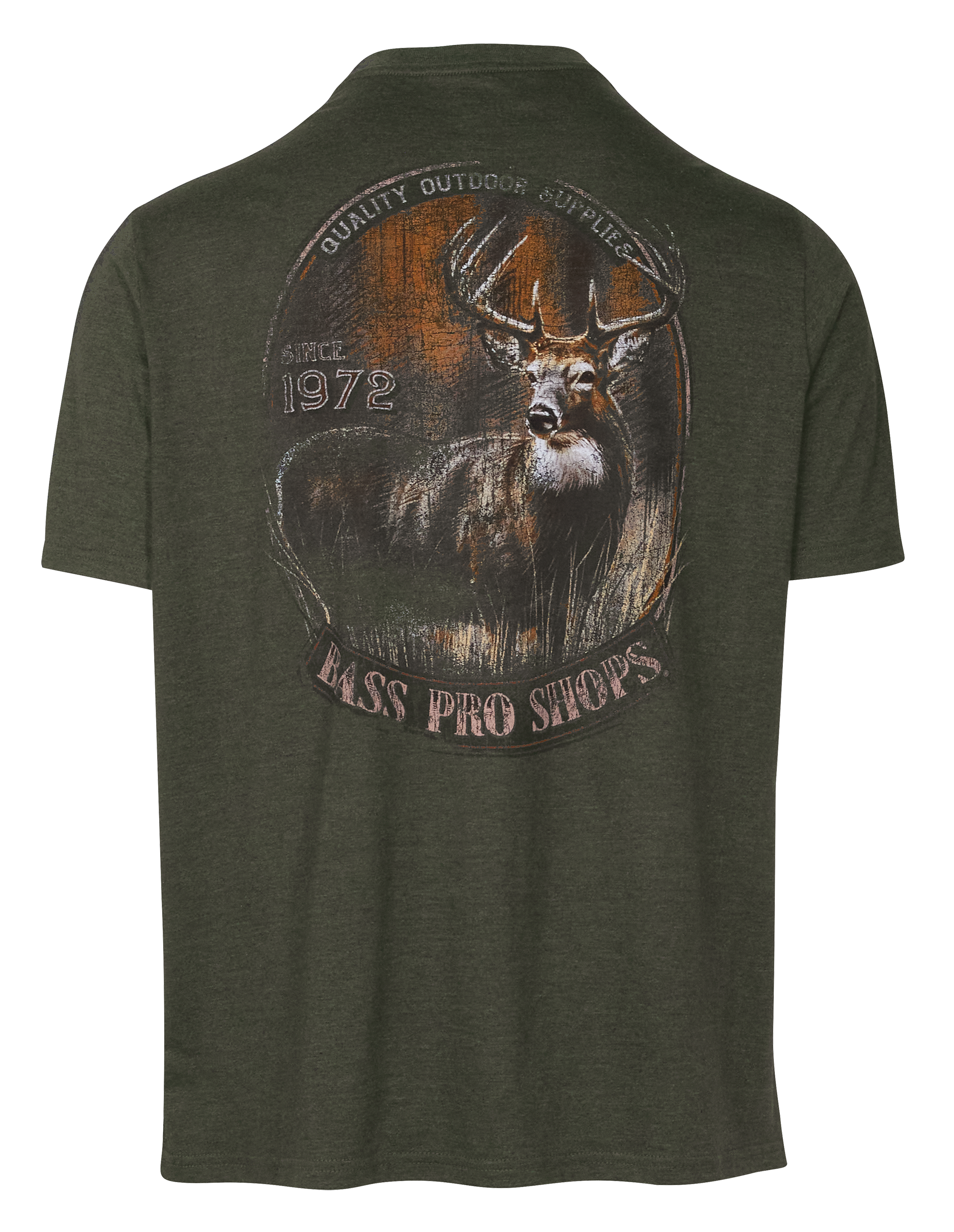 Image of Bass Pro Shops Vintage Buck Short-Sleeve T-Shirt for Men - Olive Heather