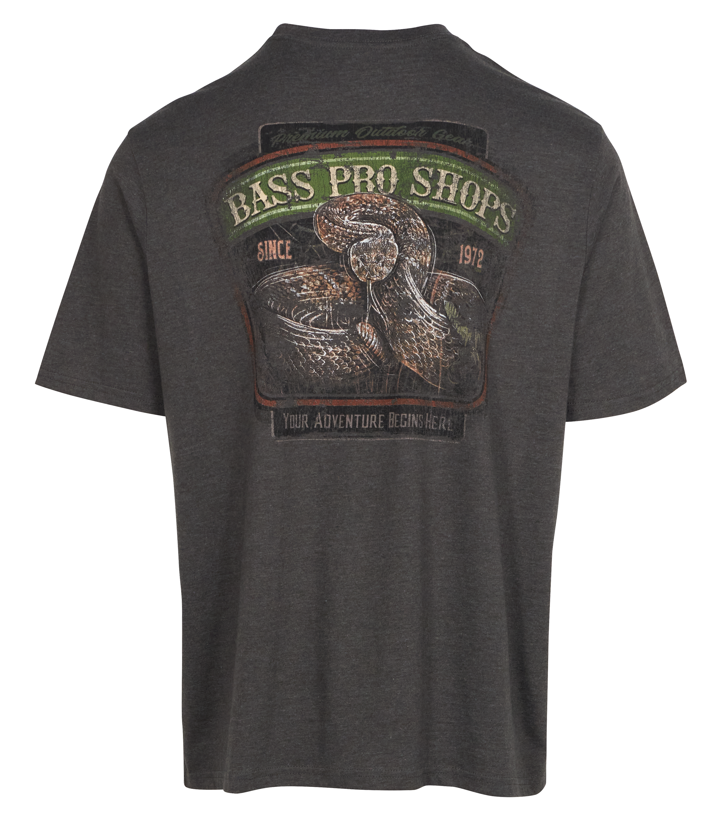 Image of Bass Pro Shops Vintage Rattlesnake Short-Sleeve T-Shirt for Men - Charcoal Heather