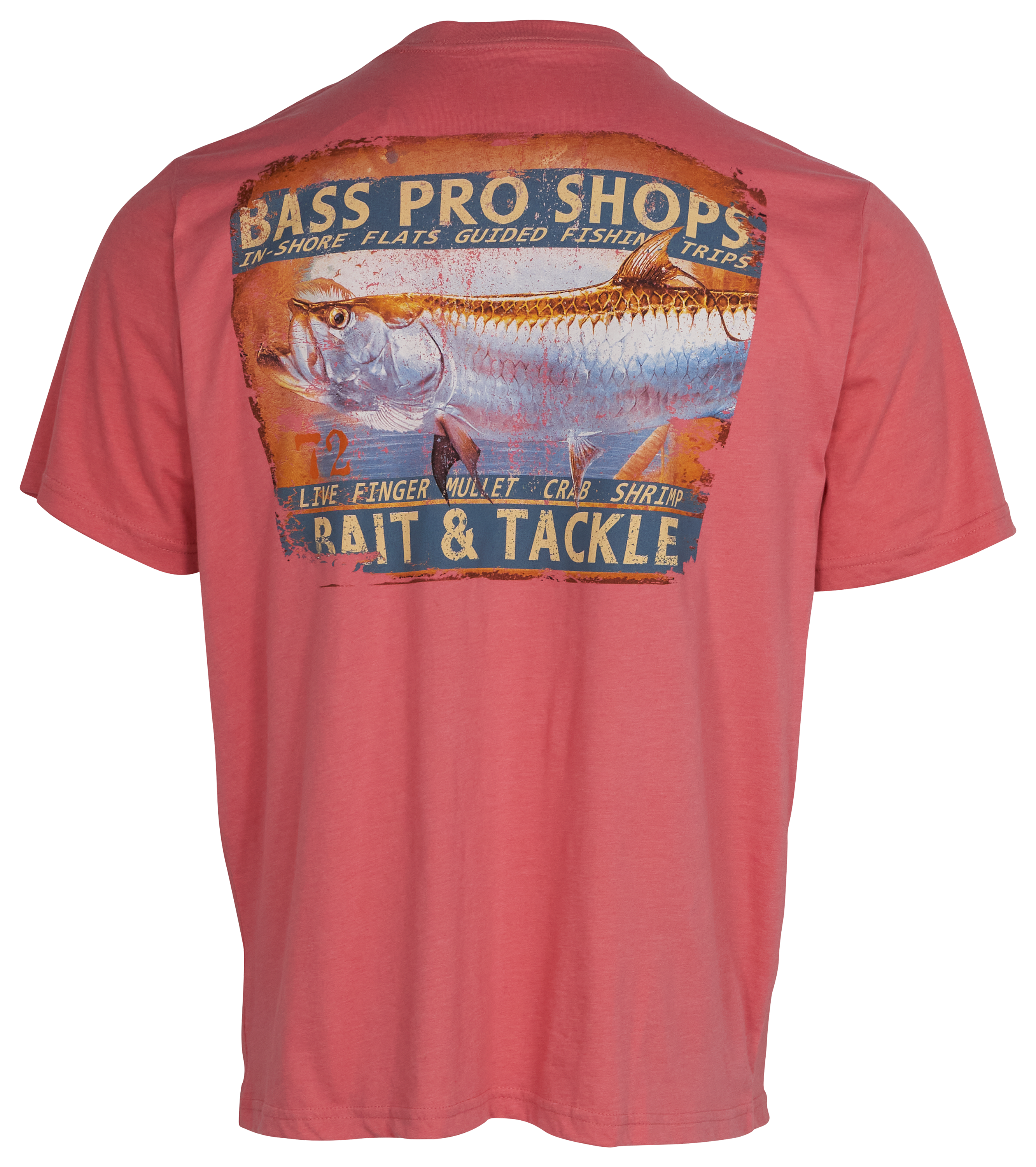 Image of Bass Pro Shops Inshore Flats Fishing Tarpon Short-Sleeve Pocket T-Shirt for Men - Salmon Rose - S