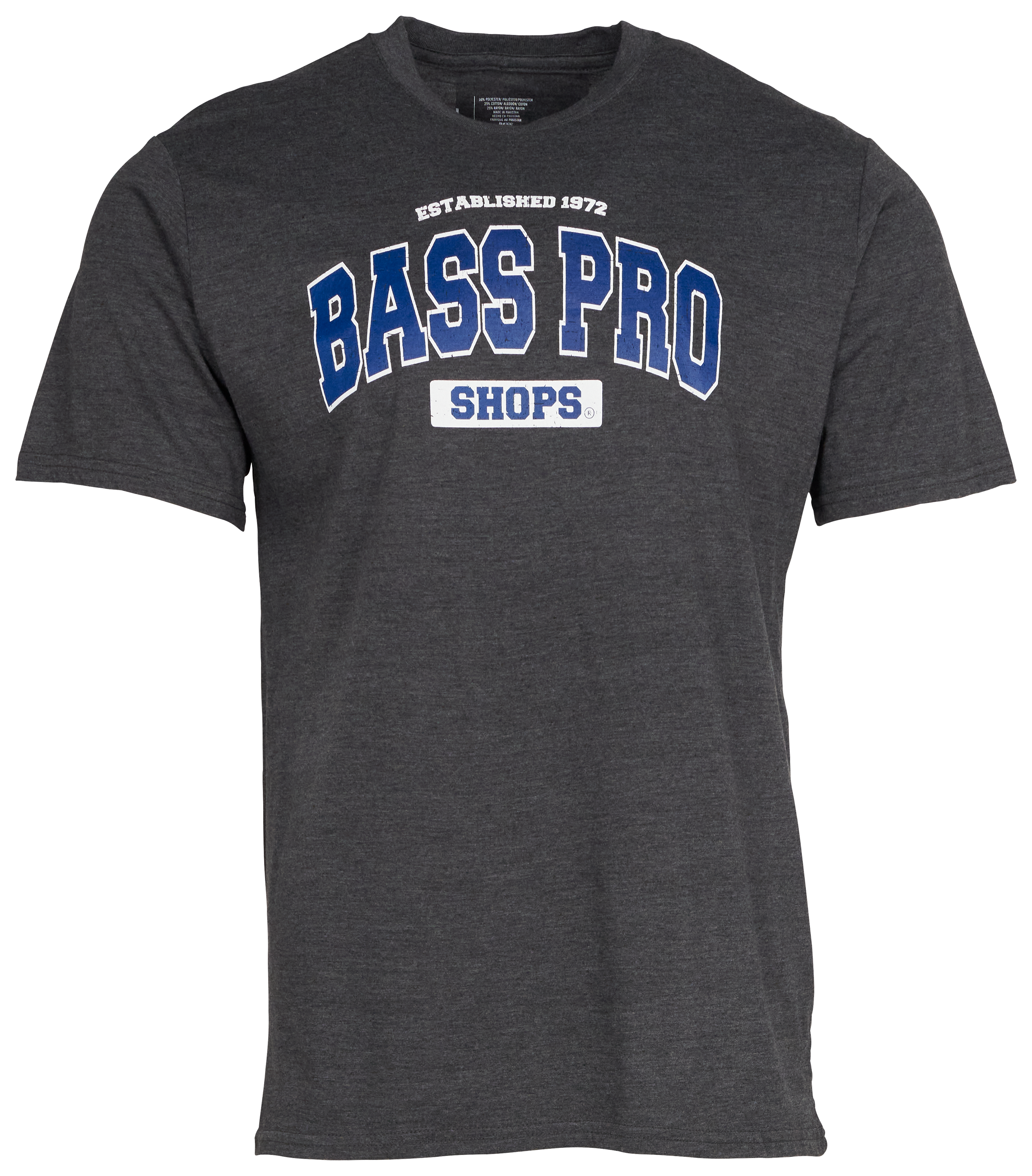 Image of Bass Pro Shops Varsity Short-Sleeve T-Shirt for Men - Charcoal/Navy/White