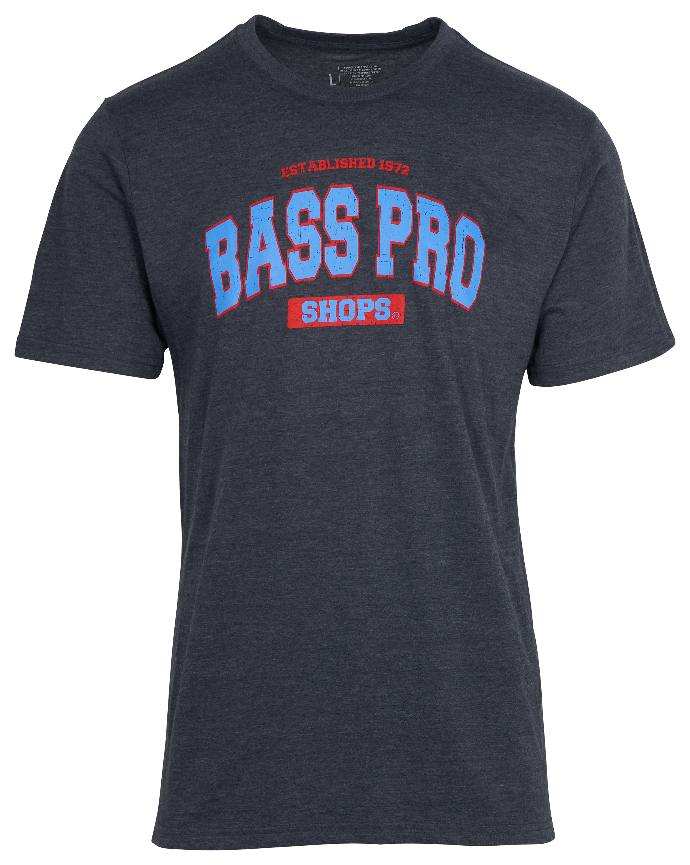 Image of Bass Pro Shops Varsity Short-Sleeve T-Shirt for Men - Navy/Light Blue/Red - L