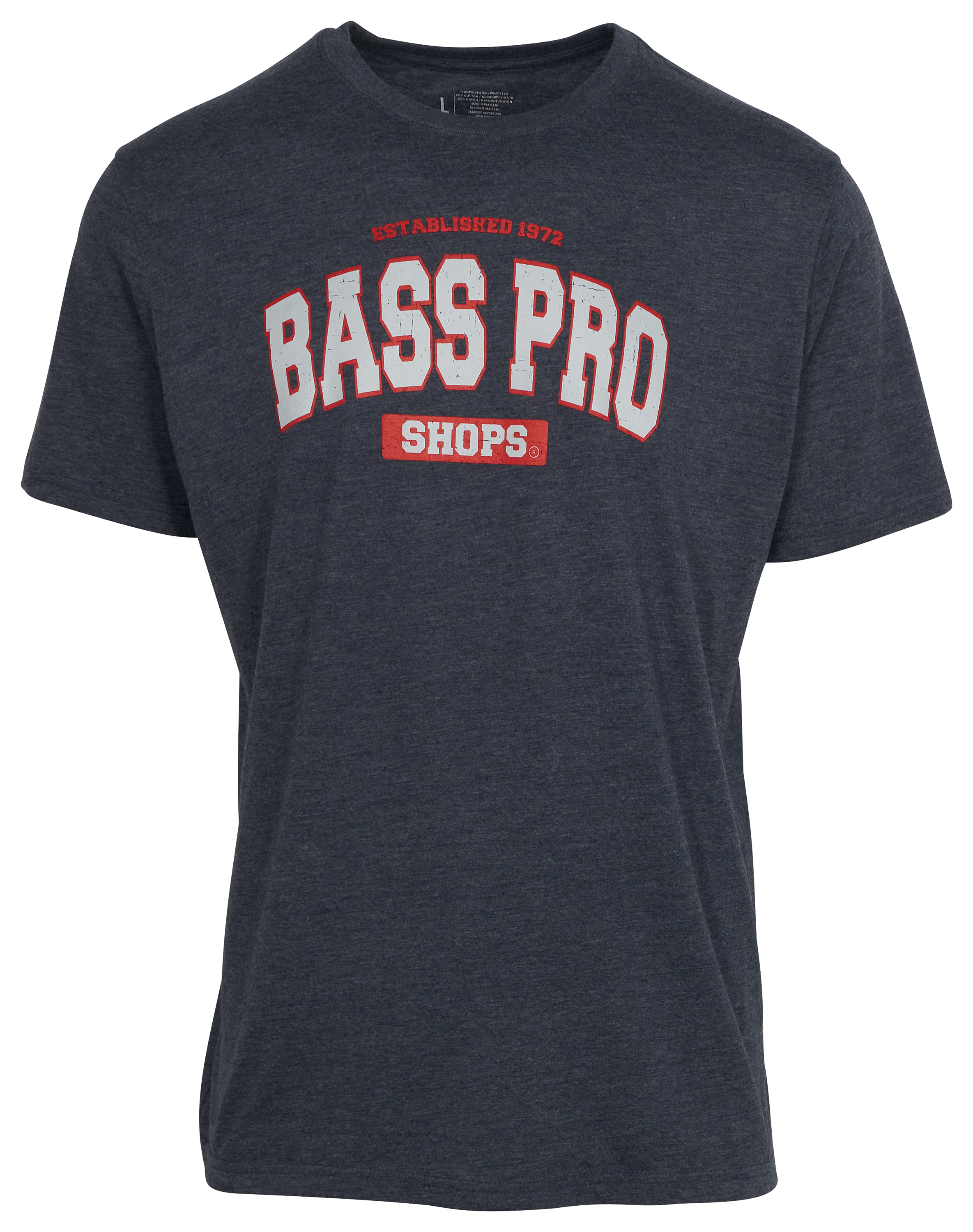 Image of Bass Pro Shops Varsity Short-Sleeve T-Shirt for Men - Navy/Gray/Red