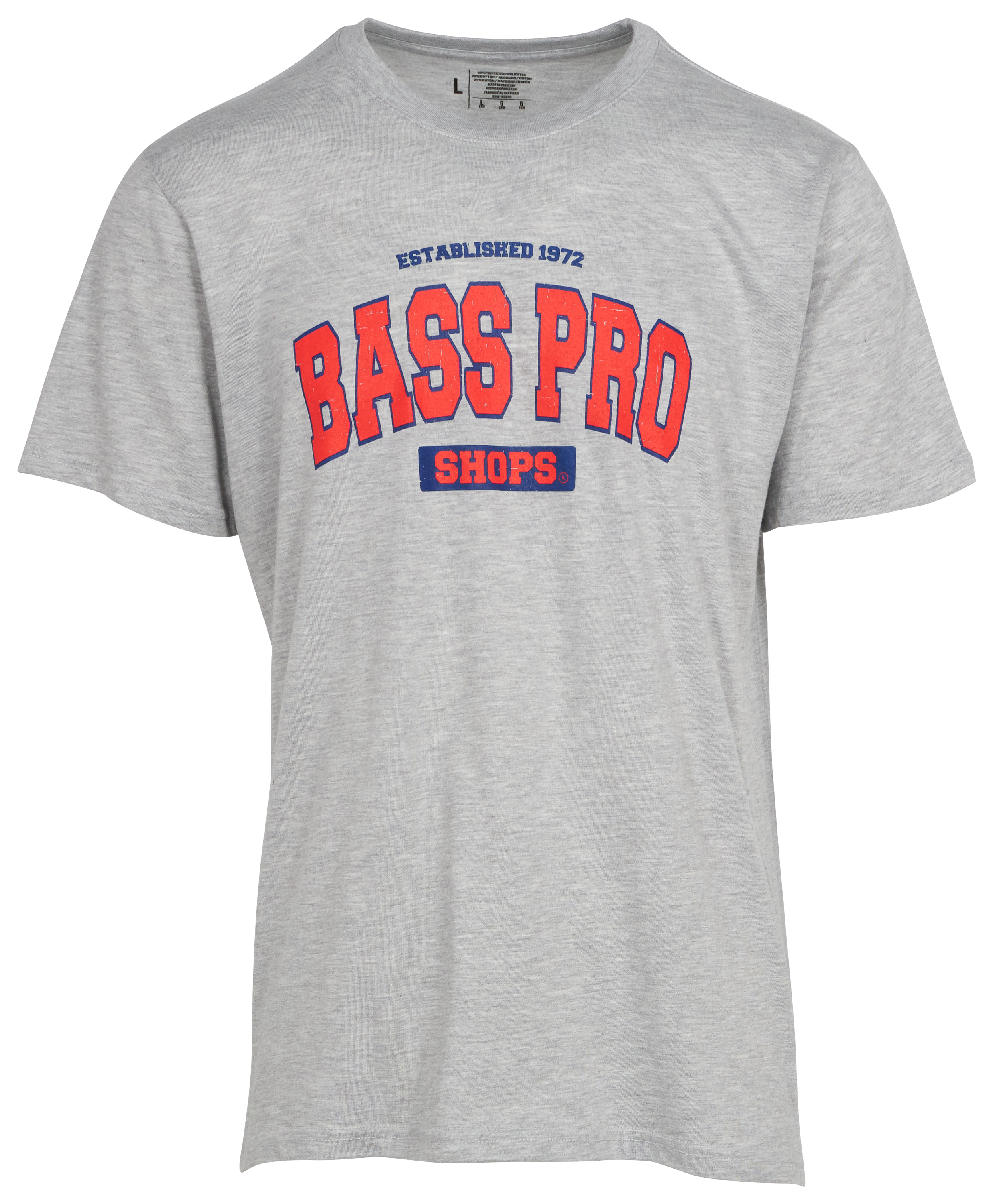 Image of Bass Pro Shops Varsity Short-Sleeve T-Shirt for Men - Gray/Red/Navy