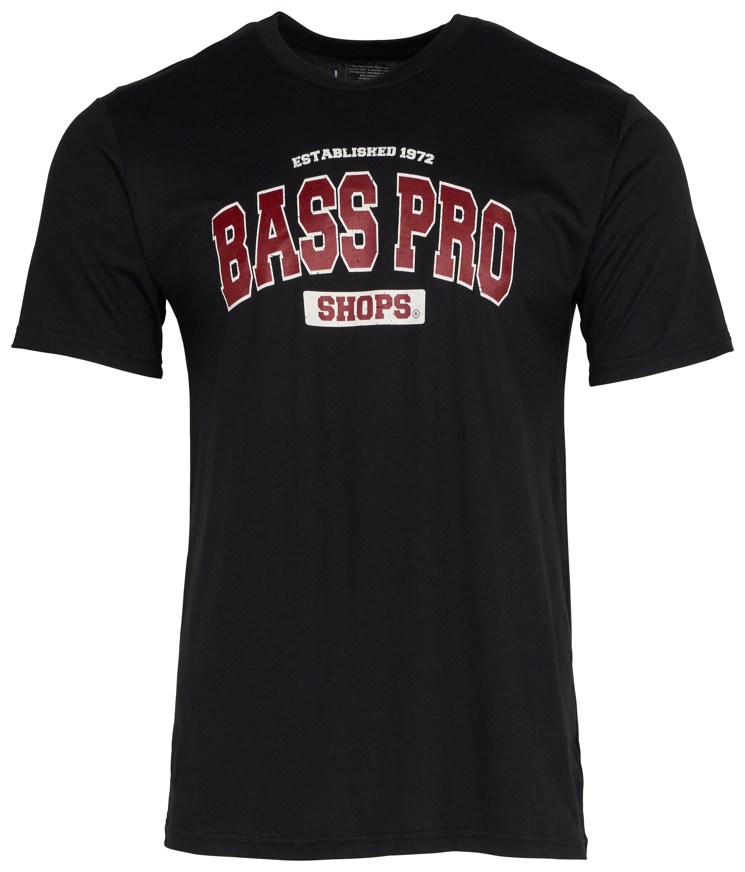 Image of Bass Pro Shops Varsity Short-Sleeve T-Shirt for Men - Black/Maroon/White - S