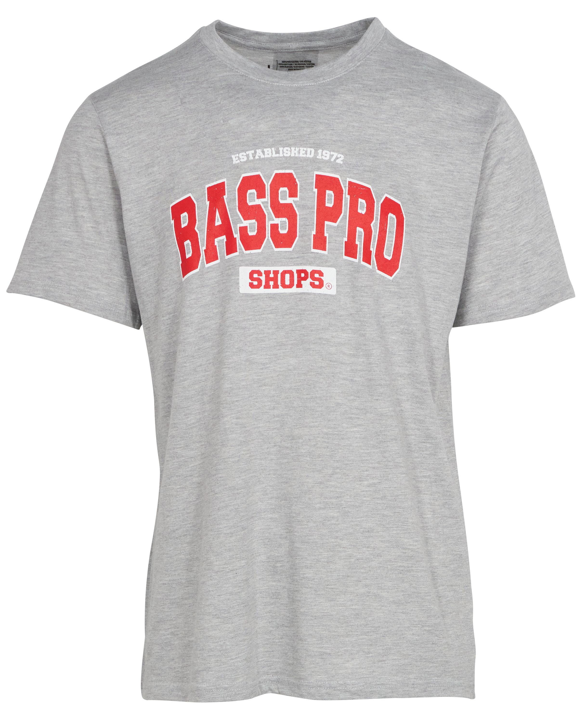 Image of Bass Pro Shops Varsity Short-Sleeve T-Shirt for Men - Gray/Red/Bright White