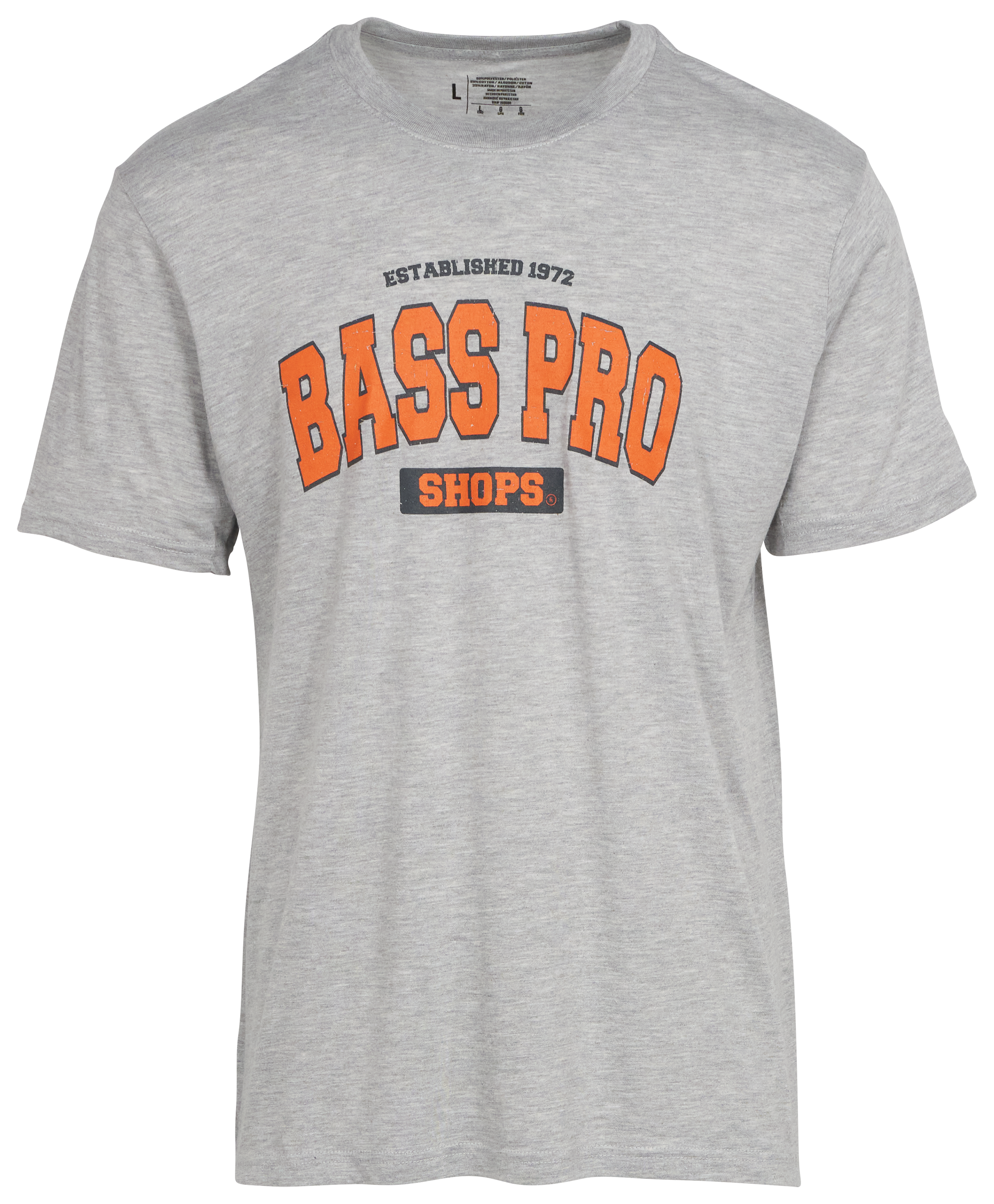 Image of Bass Pro Shops Varsity Short-Sleeve T-Shirt for Men - Gray/Burnt Orange/Gray - 2XL