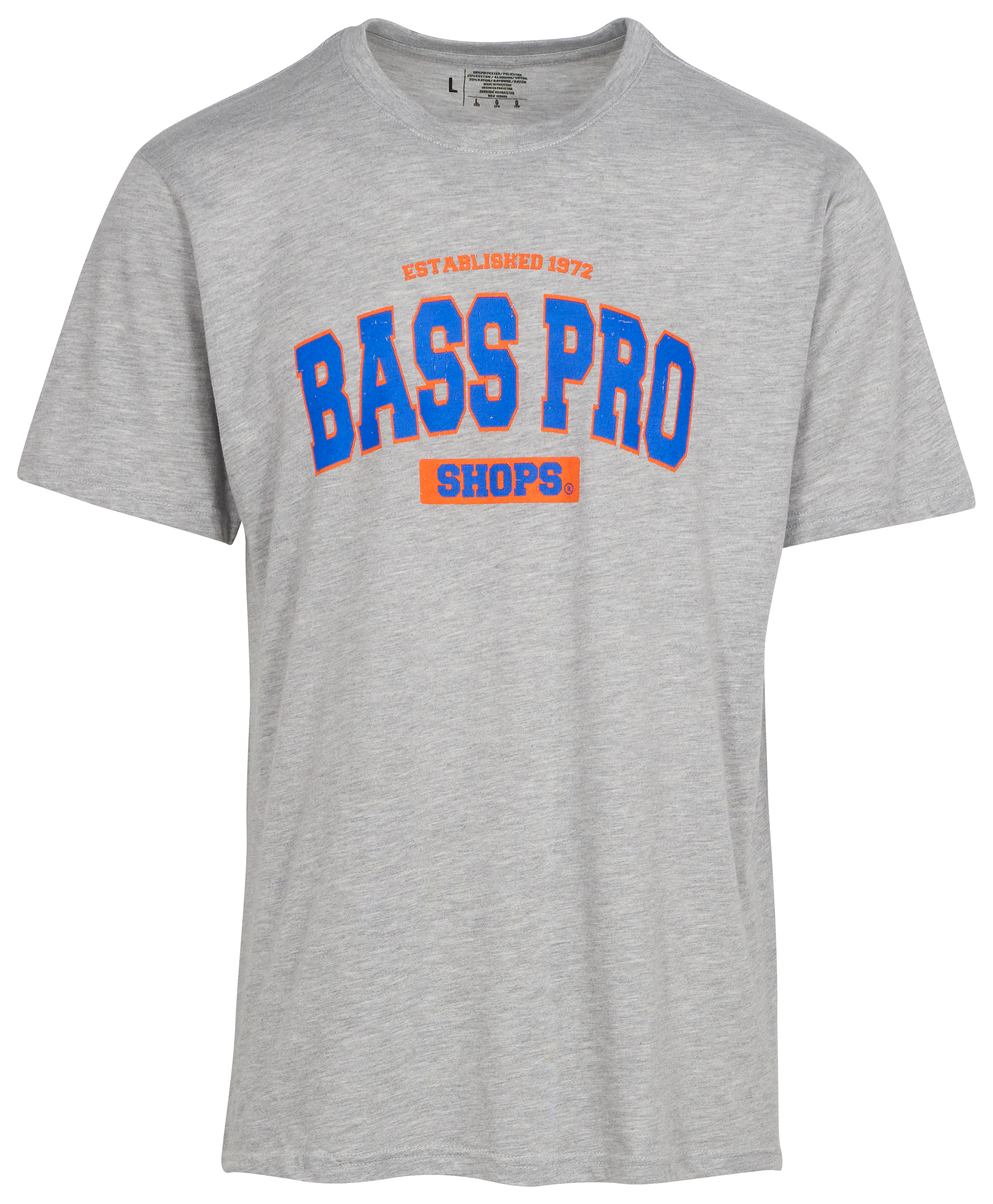 Image of Bass Pro Shops Varsity Short-Sleeve T-Shirt for Men - Gray/Royal/Orange
