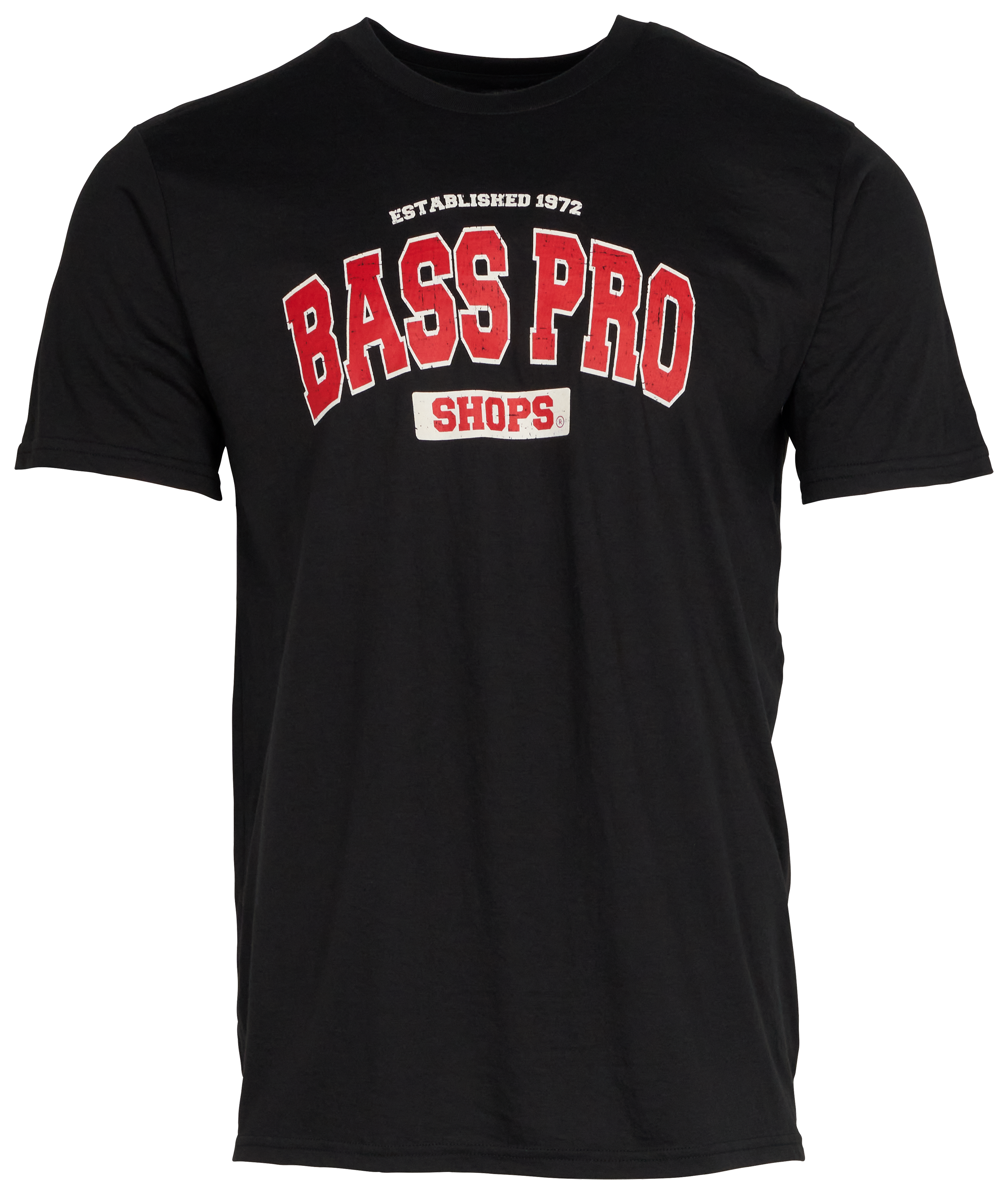 Image of Bass Pro Shops Varsity Short-Sleeve T-Shirt for Men - Black/Bright Red/White - L