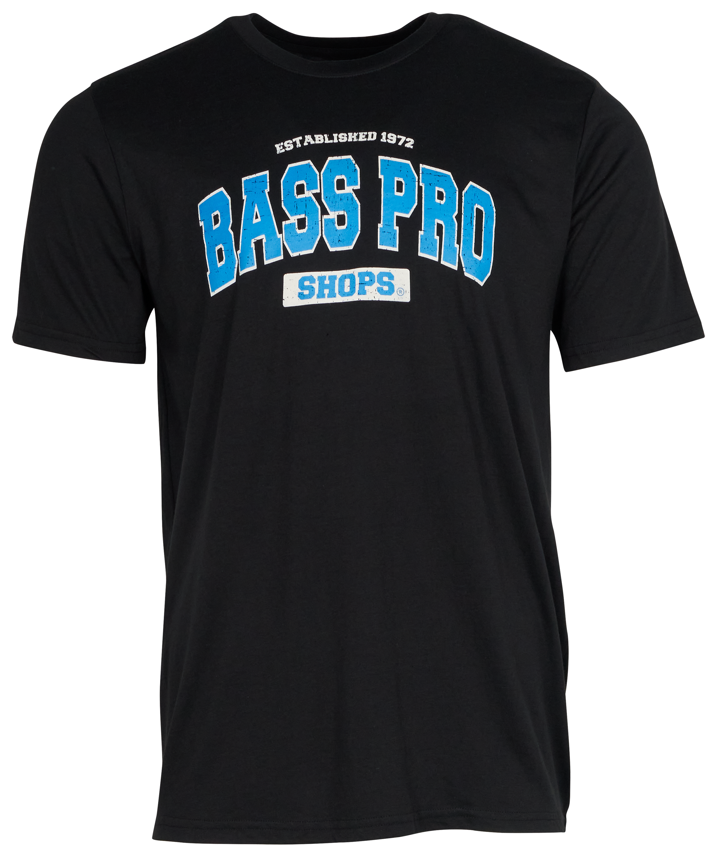 Image of Bass Pro Shops Varsity Short-Sleeve T-Shirt for Men - Black/Light Blue/White - L
