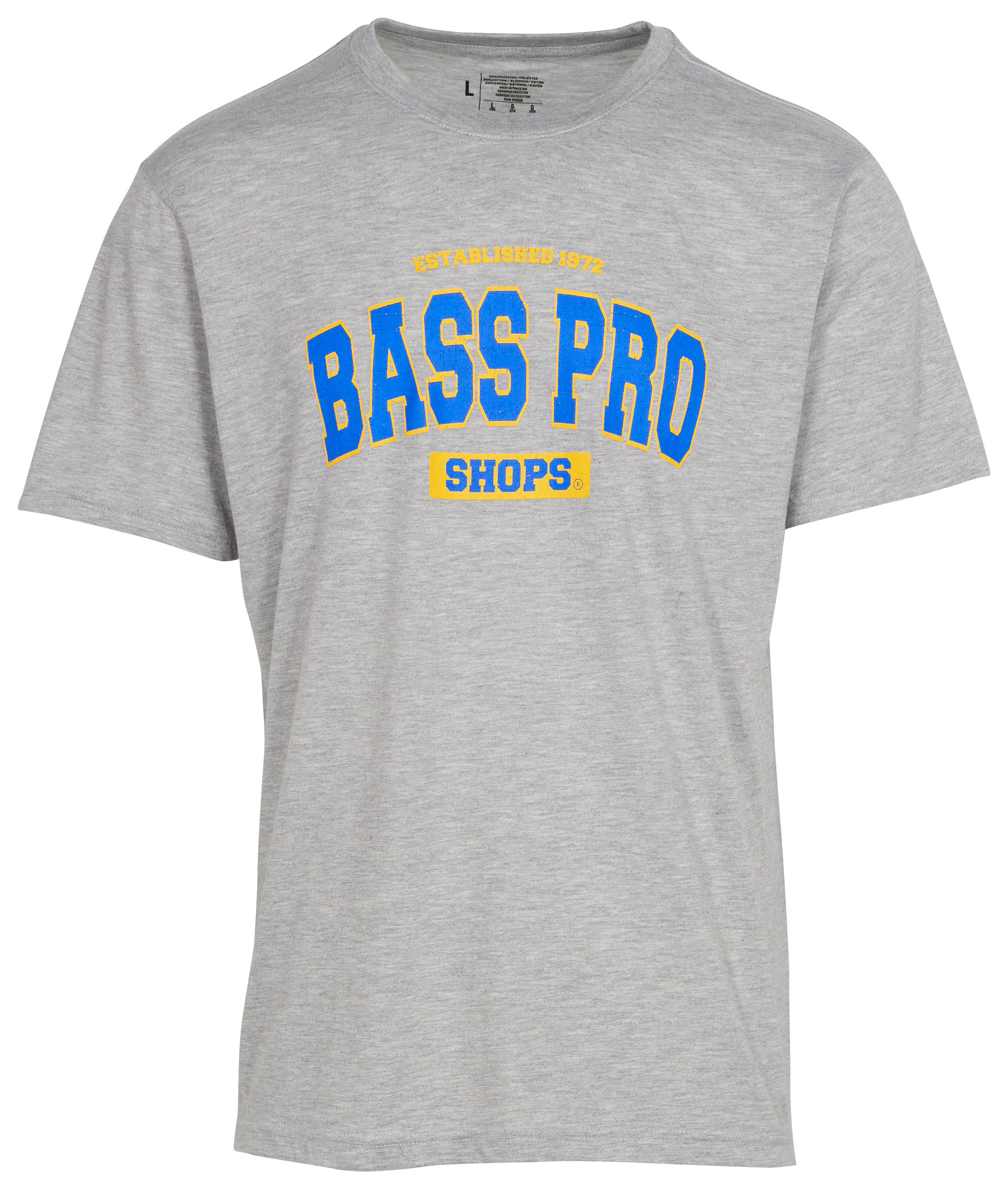 Image of Bass Pro Shops Varsity Short-Sleeve T-Shirt for Men - Gray/Royal/Gold