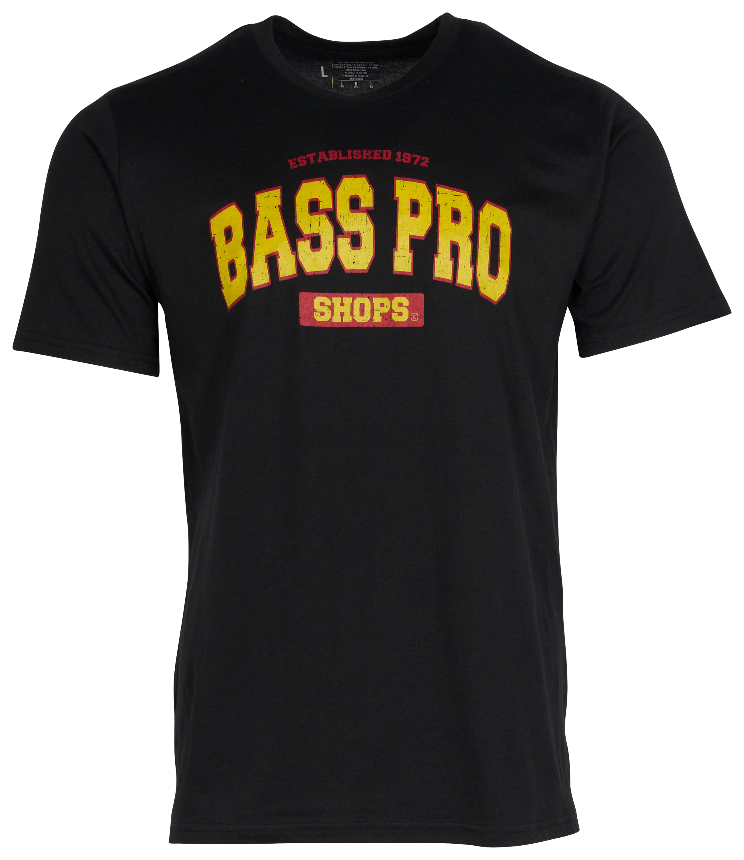 Image of Bass Pro Shops Varsity Short-Sleeve T-Shirt for Men - Black/Gold/Red - L