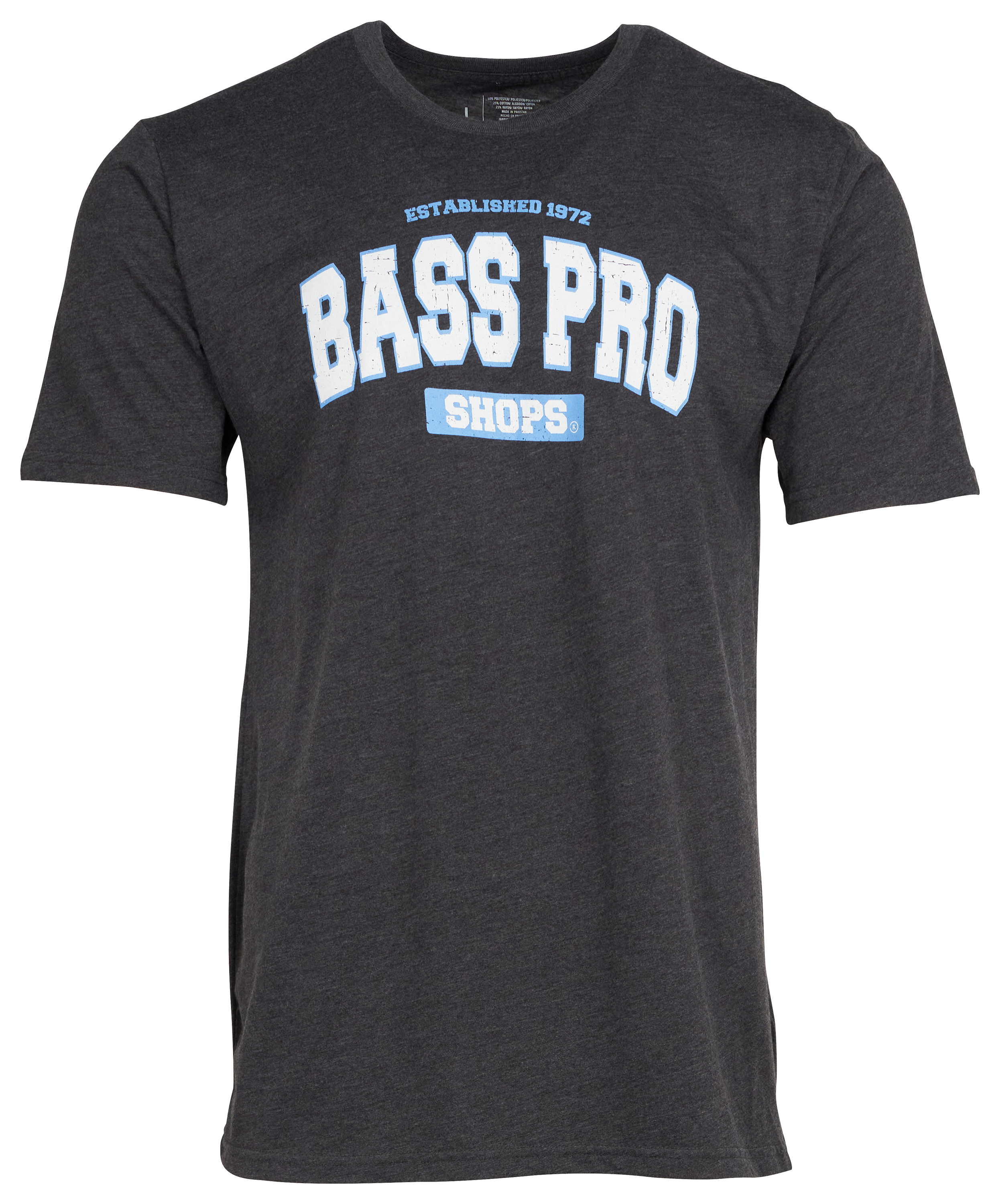 Image of Bass Pro Shops Varsity Short-Sleeve T-Shirt for Men - Charcoal/White/Light Blue - 3XL