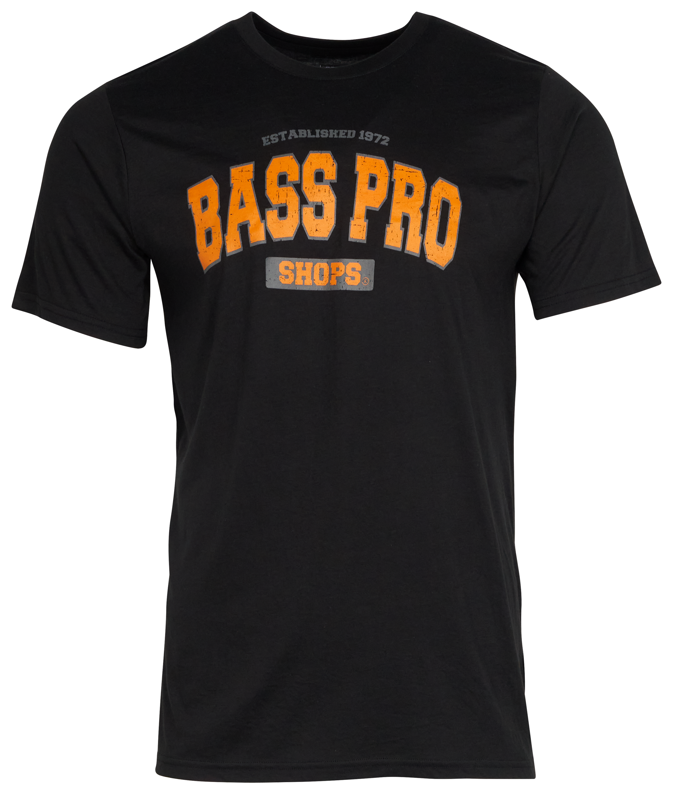 Image of Bass Pro Shops Varsity Short-Sleeve T-Shirt for Men - Black/Bright Orange/Gray - XL