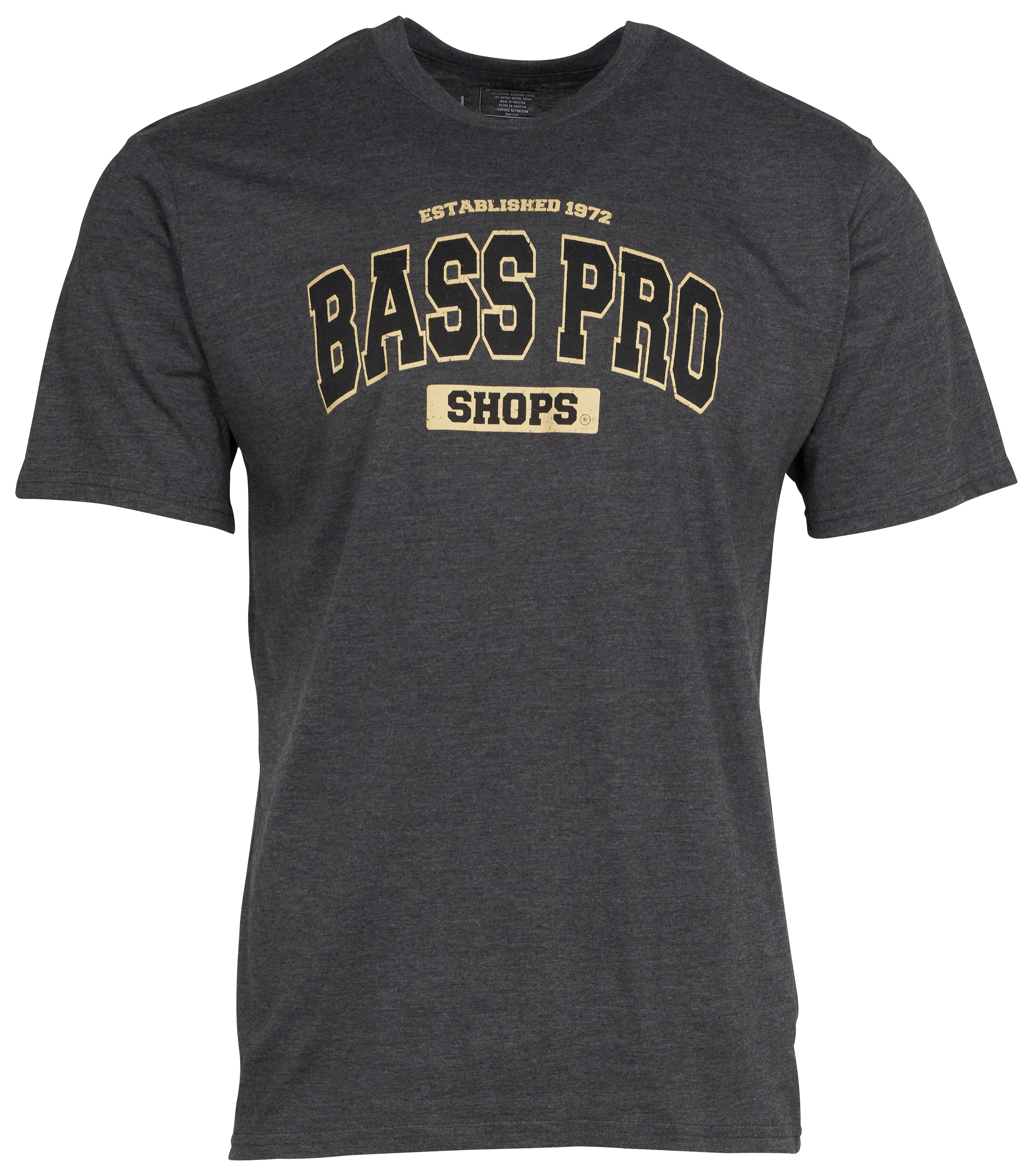 Image of Bass Pro Shops Varsity Short-Sleeve T-Shirt for Men - Charcoal/Black/Gold - M