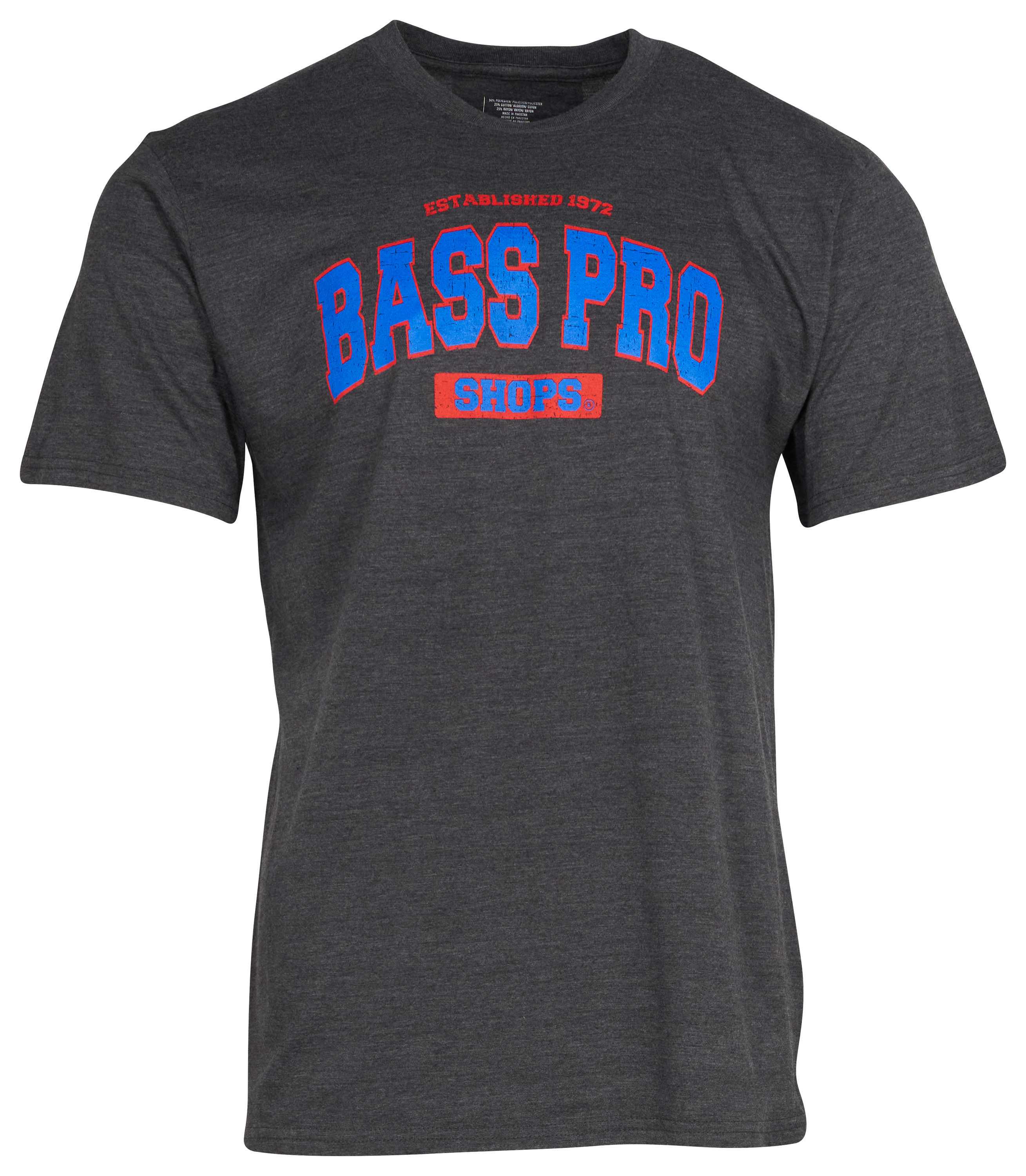 Image of Bass Pro Shops Varsity Short-Sleeve T-Shirt for Men - Charcoal/Royal/Red