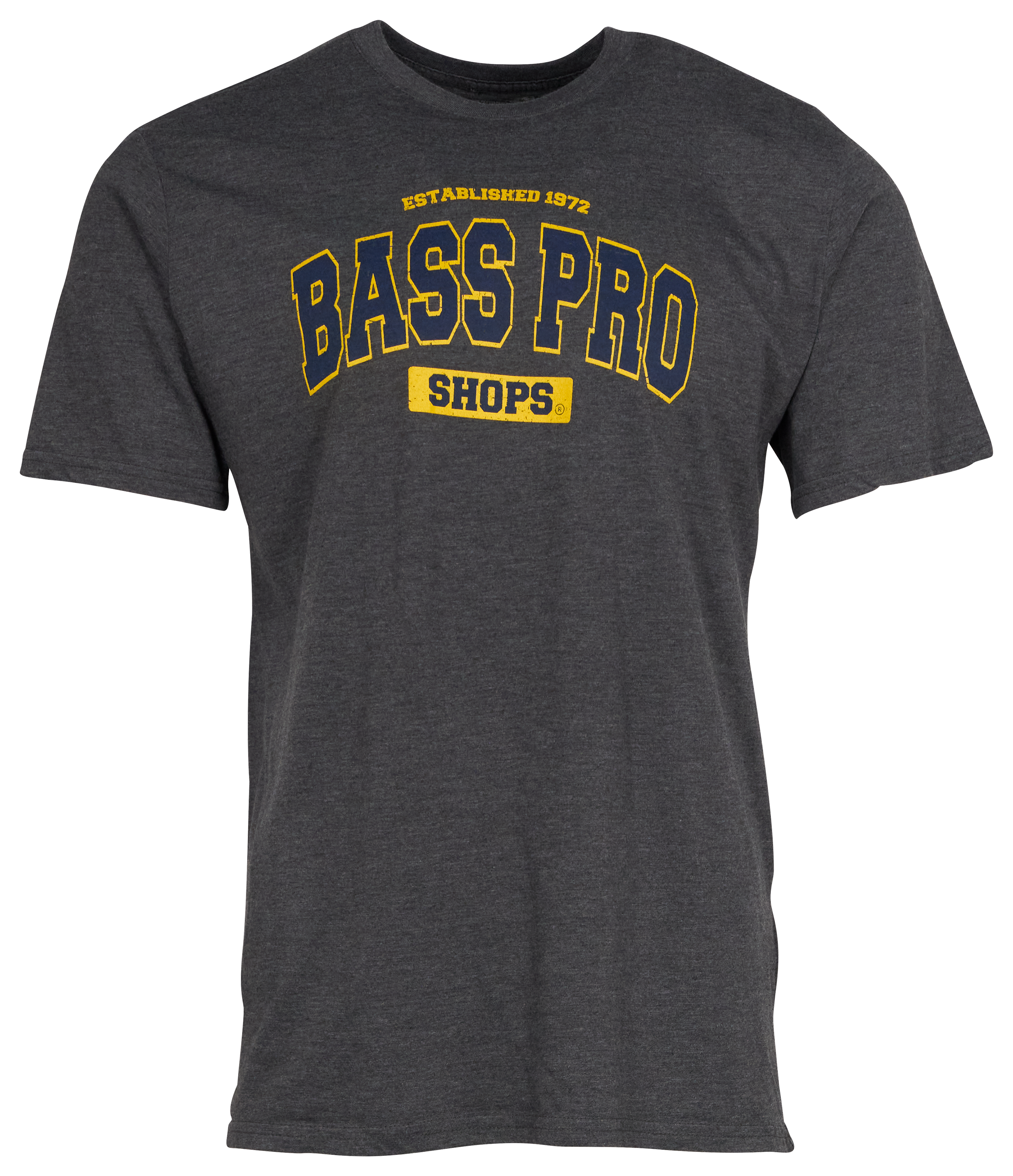 Image of Bass Pro Shops Varsity Short-Sleeve T-Shirt for Men - Charcoal/Navy/Gold
