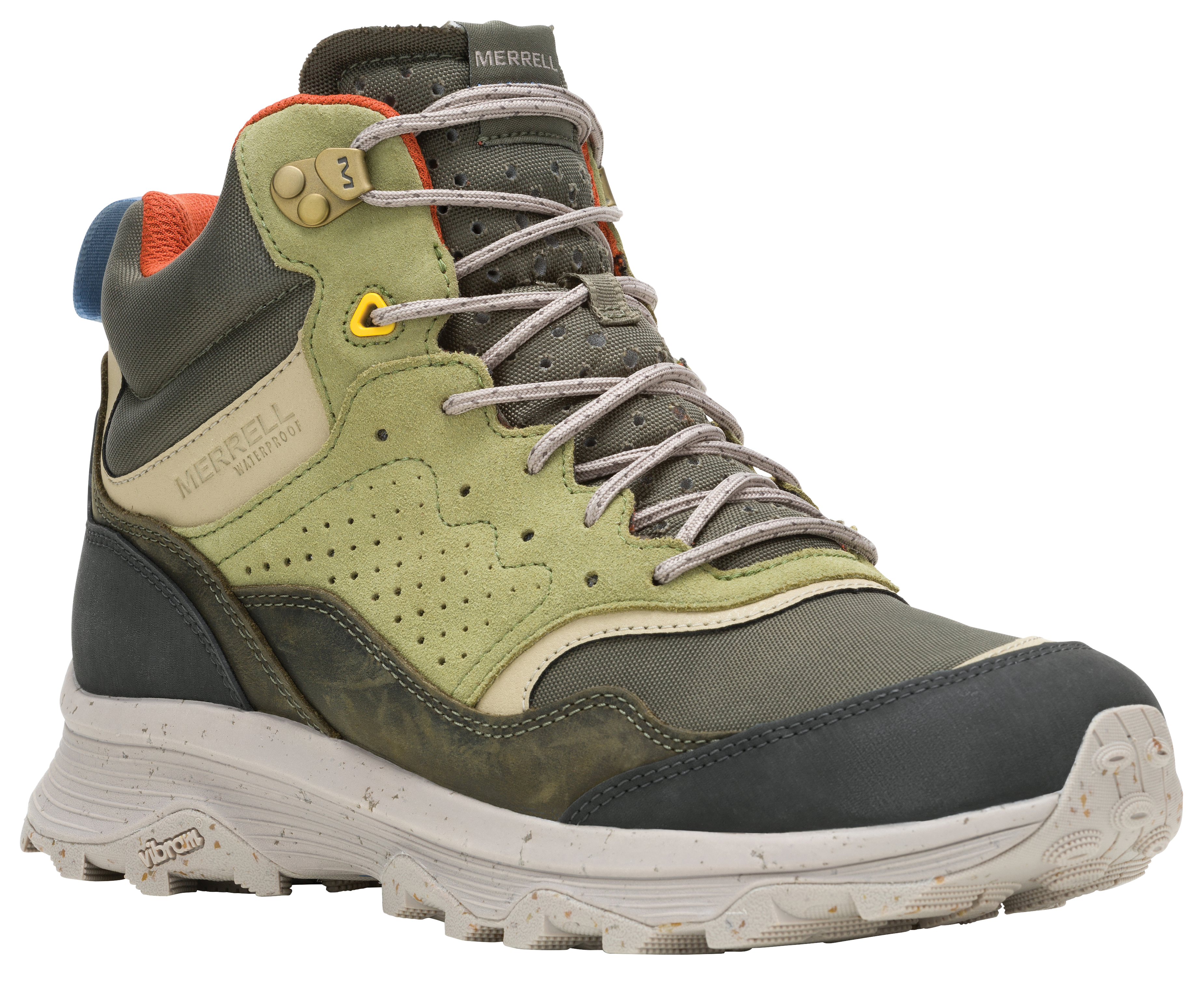 Image of Merrell Speed Solo Mid Waterproof Hiking Boots for Men - Olive Multi - 8M