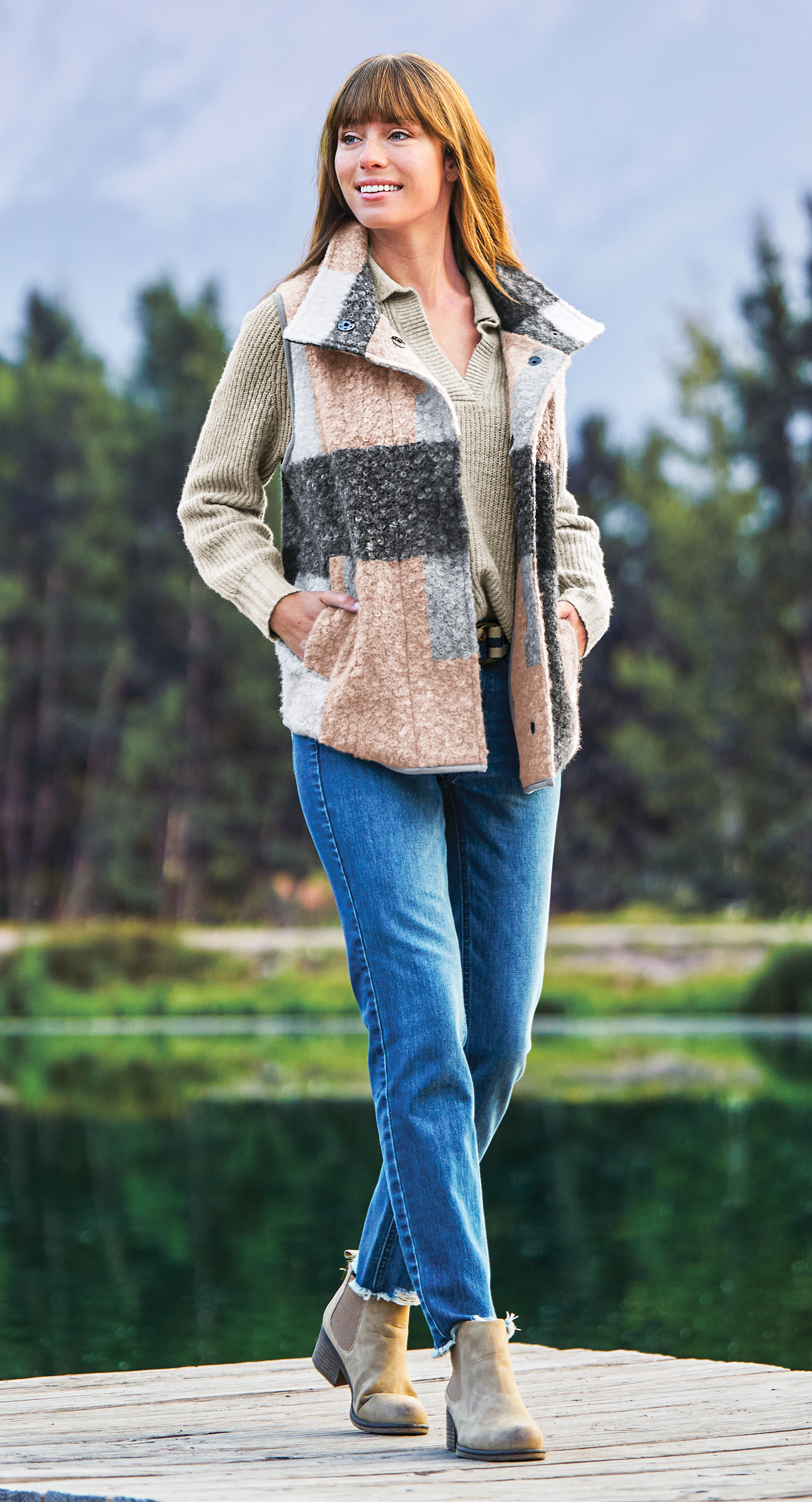 NATURAL REFLECTIONS Slim Straight-Leg Belted Jeans for Ladies
