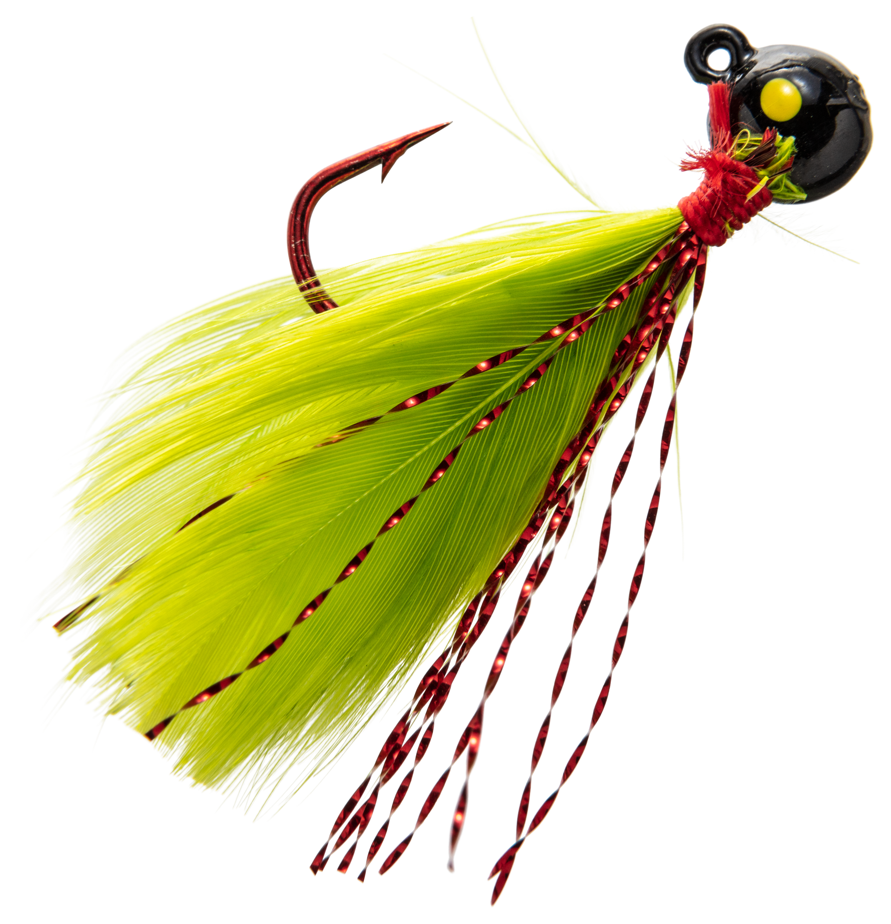 Image of Custom Jigs and Spins Flu Flu Glitter Jig - 1/32 oz - Black/Chartreuse/Red