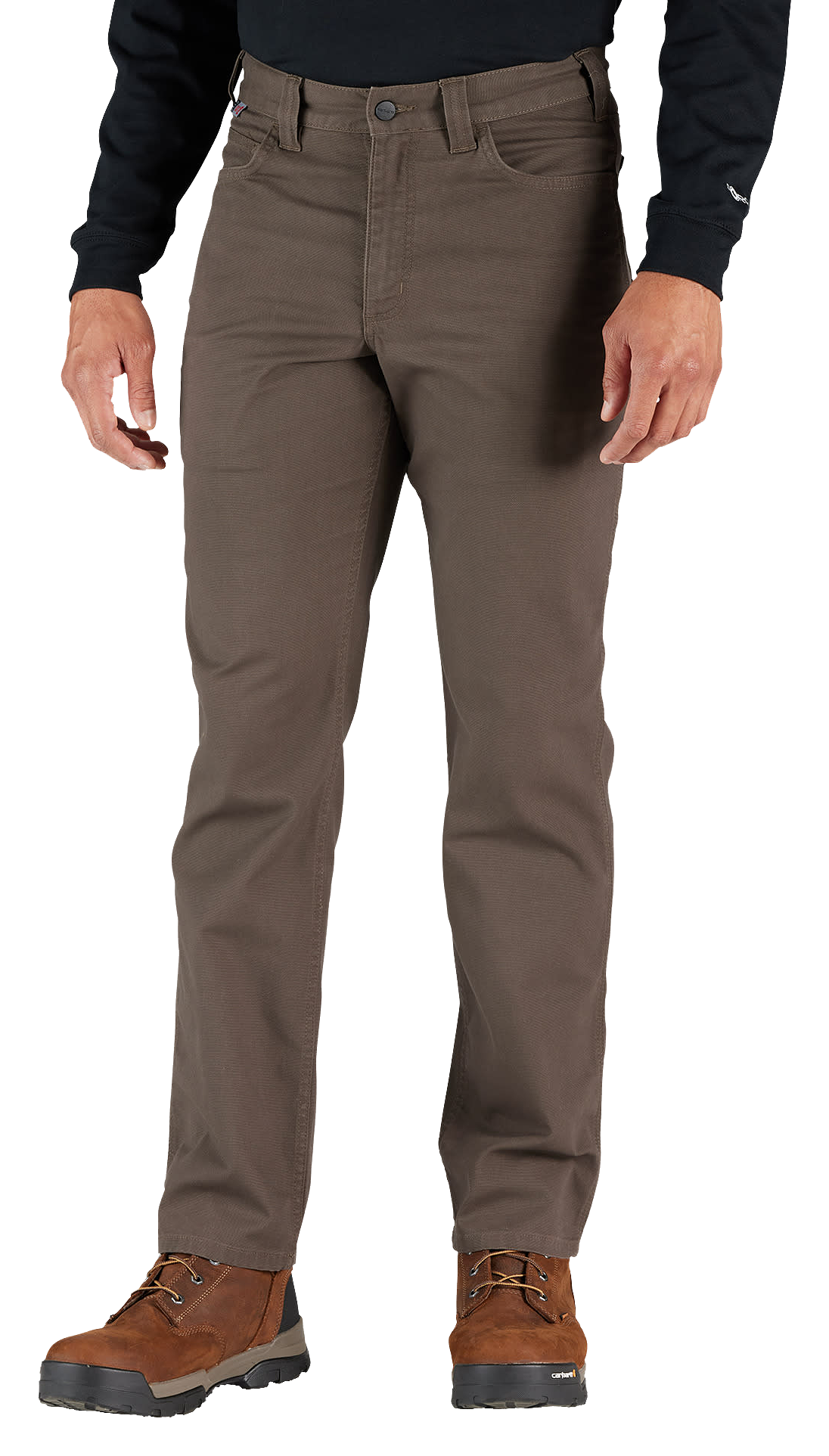 Image of Carhartt Flame-Resistant Rugged Flex Relaxed-Fit 5-Pocket Canvas Work Pants for Men - Dark Coffee - 34x30