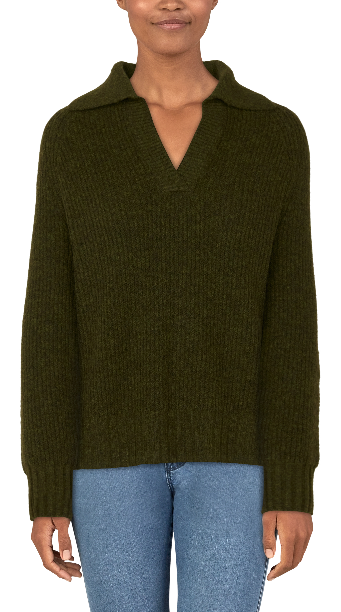 NATURAL REFLECTIONS Caspian Collared Long-Sleeve Sweater for Ladies