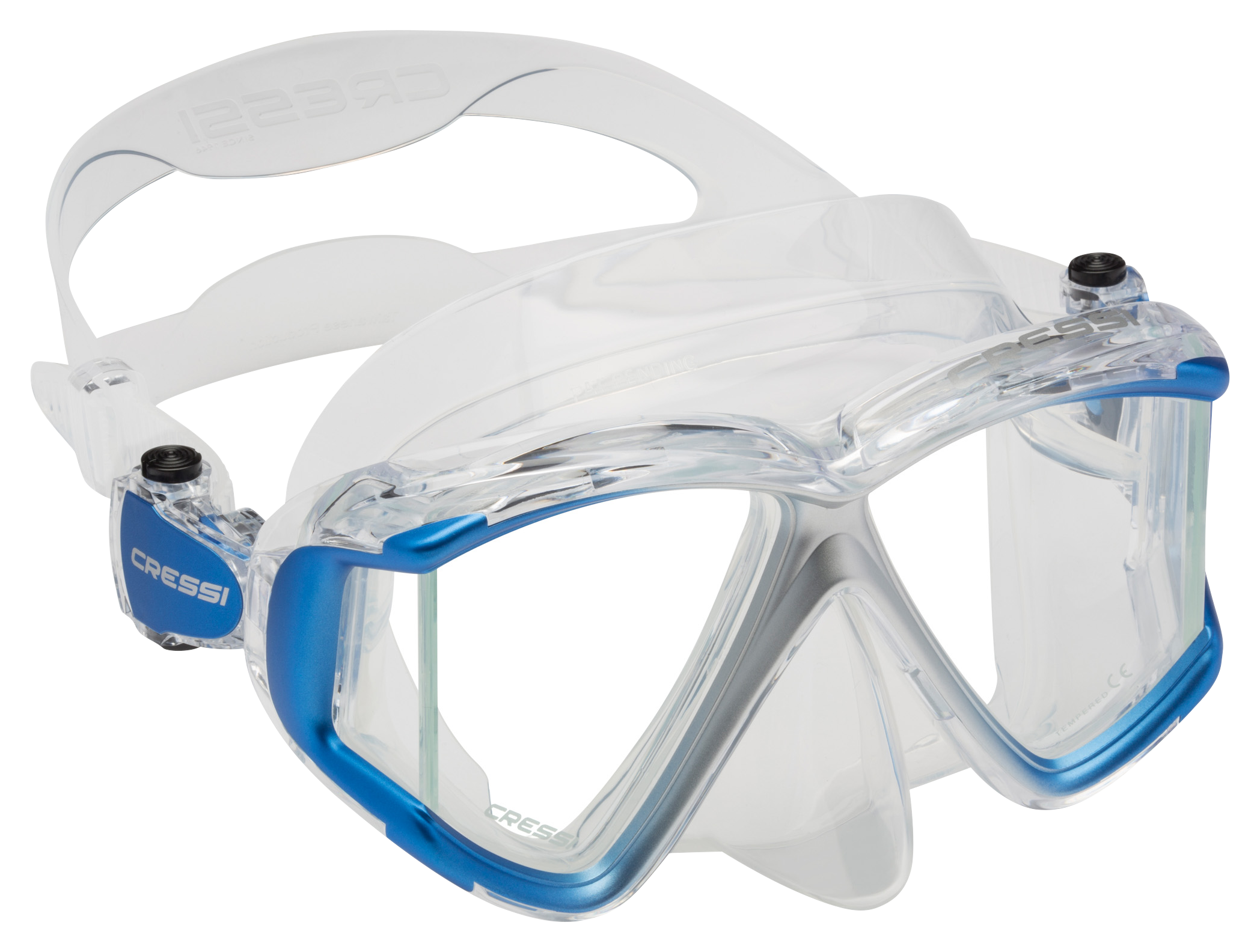 Image of Cressi Liberty Quattro Scuba Diving and Snorkeling Mask - Clear/Blue