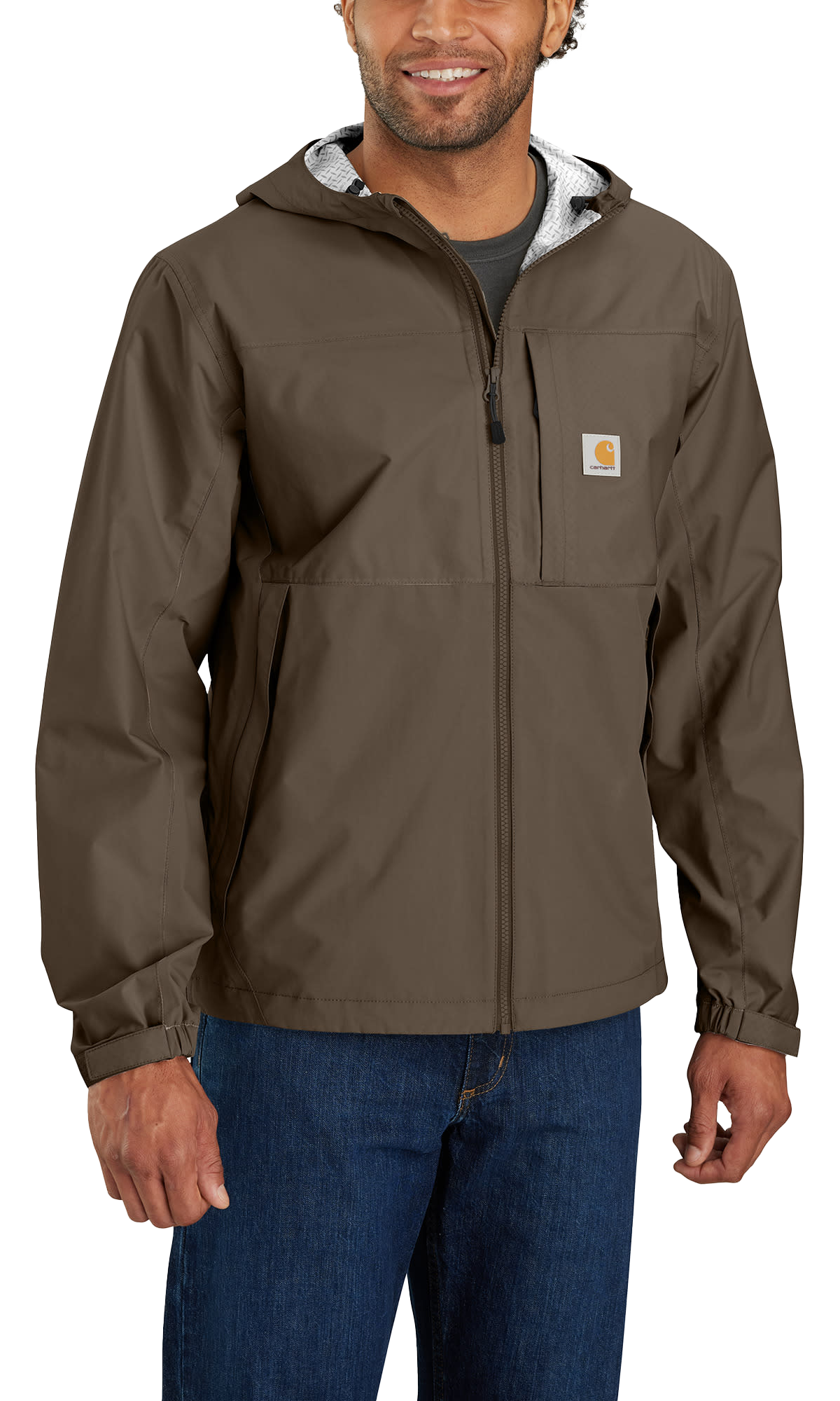 Image of Carhartt Storm Defender Relaxed-Fit Lightweight Packable Waterproof Jacket - Tarmac - XLT