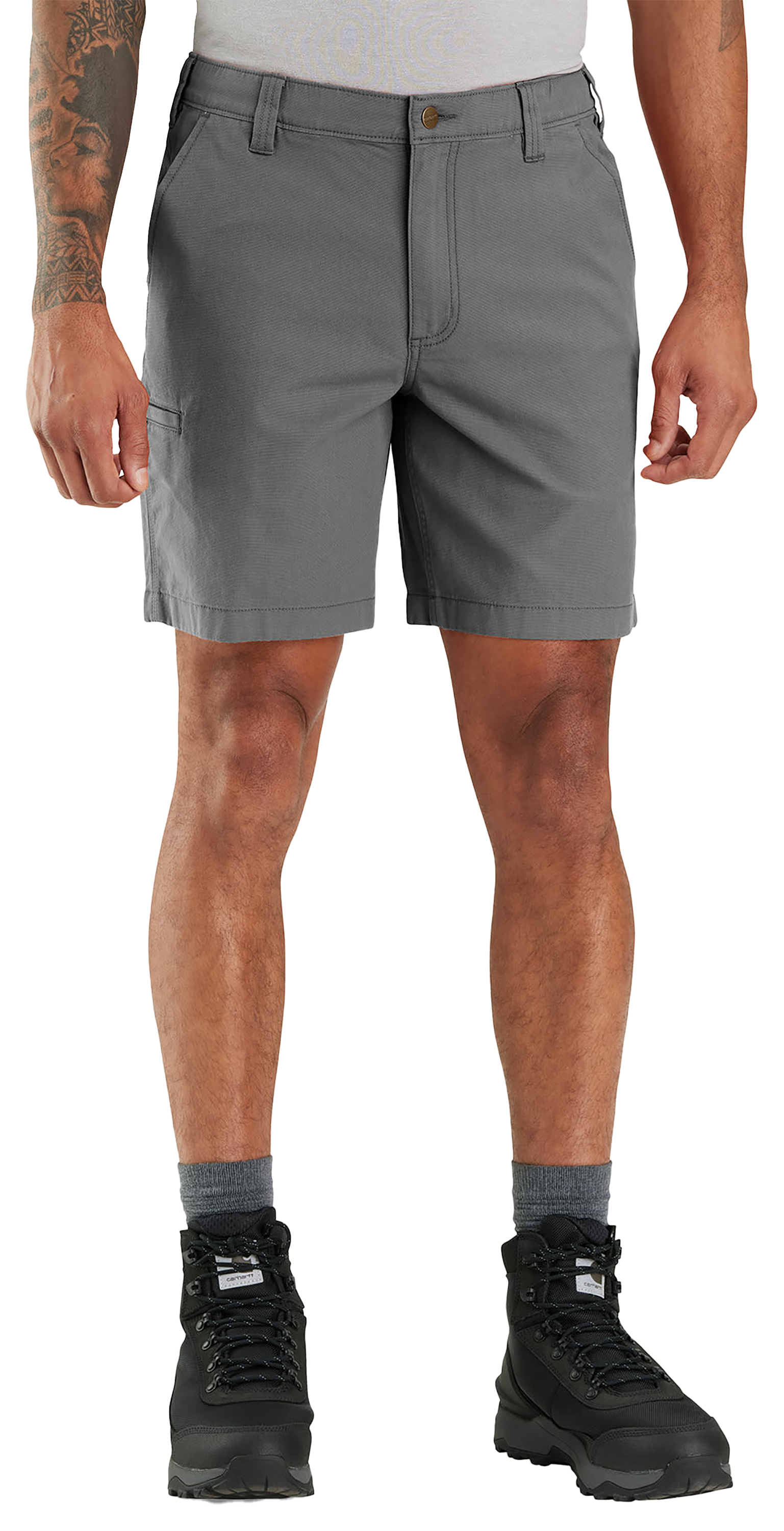 Image of Carhartt Rugged Flex Relaxed-Fit Canvas Work Shorts for Men - Steel