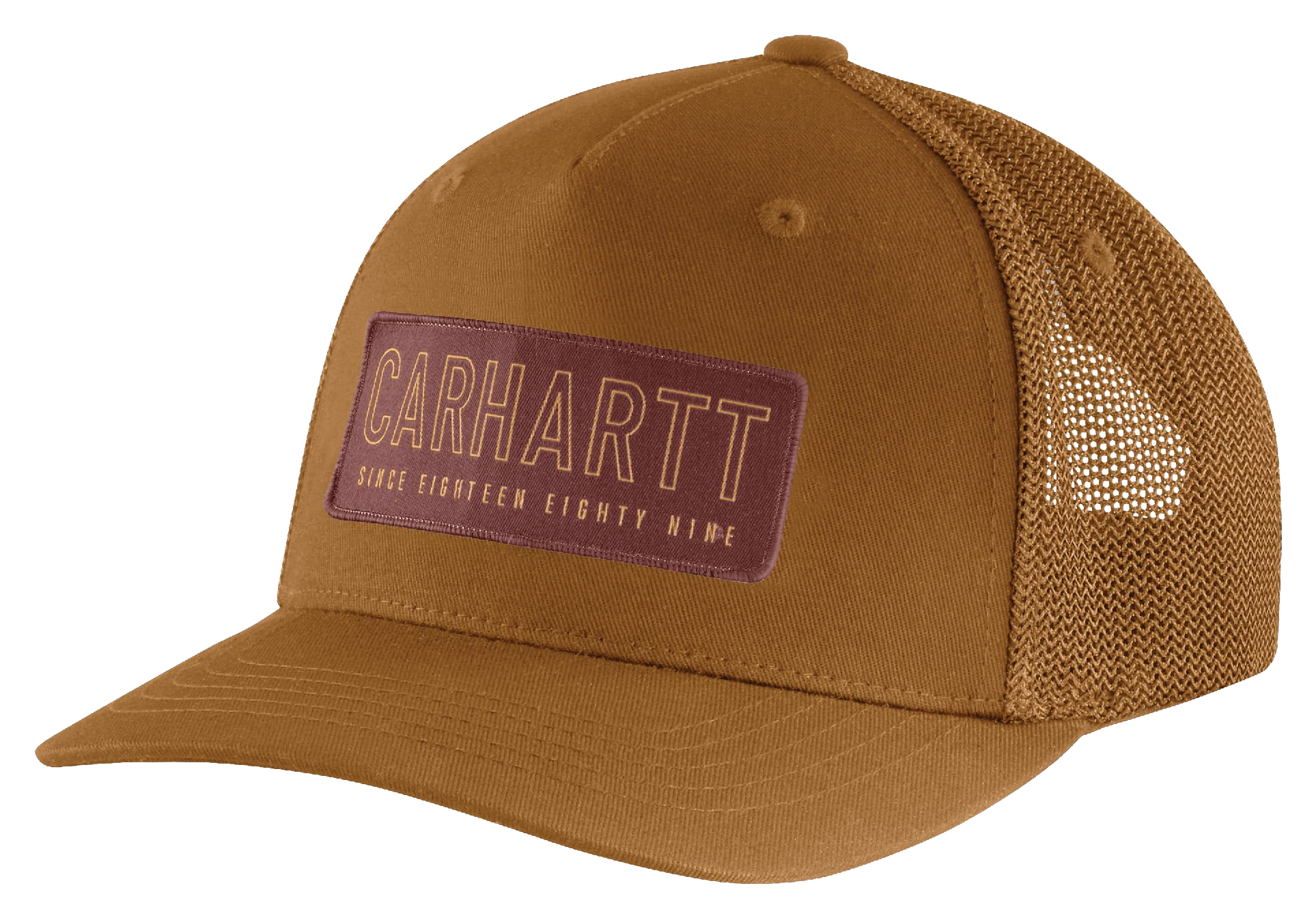 Image of Carhartt Rugged Flex Canvas Mesh-Back 1889 Patch Cap - Carhartt Brown