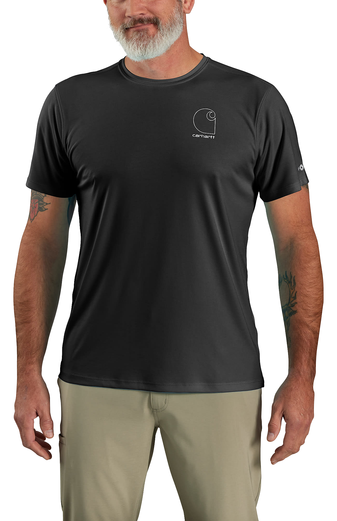 Image of Carhartt Force Sun Defender Logo Graphic Short-Sleeve T-Shirt - Black