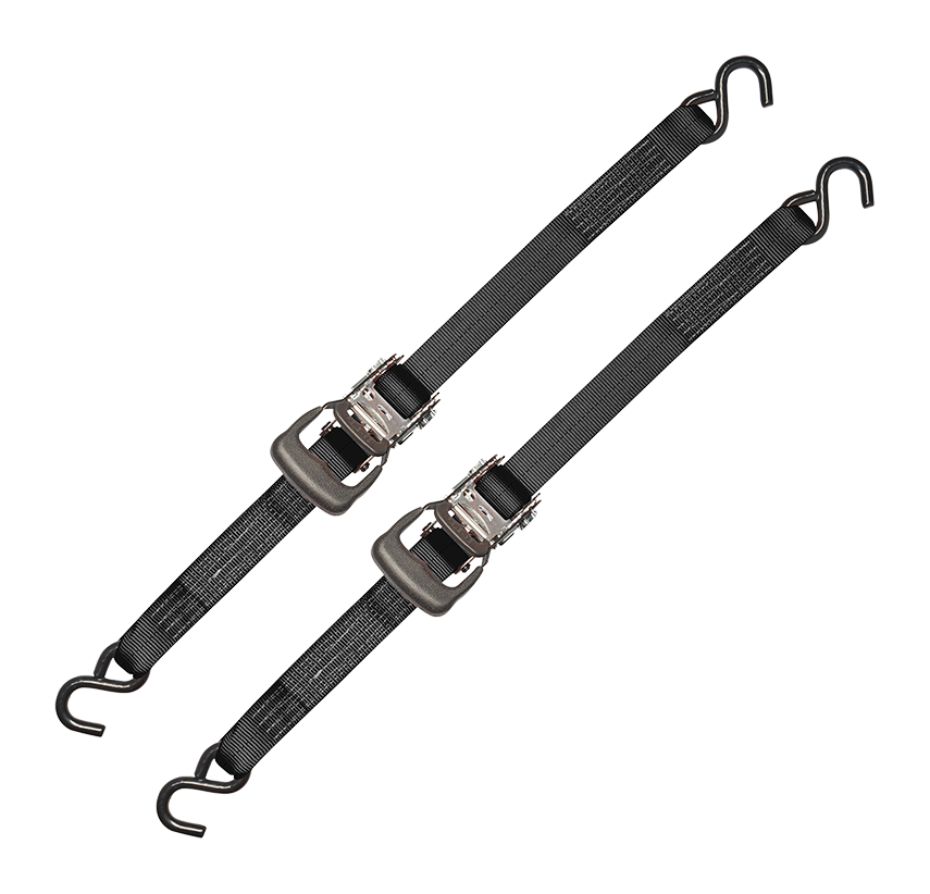 Image of Bass Pro Shops TrailGear Ratchet Strap Tie-Downs with S Hooks 2-Pack - Black