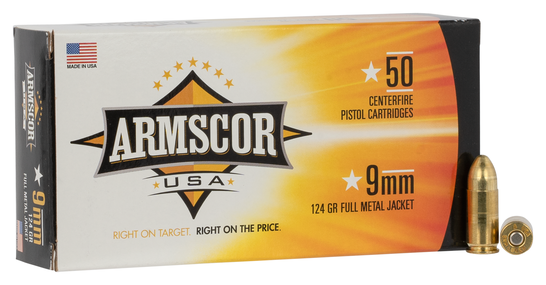 Armscor 9mm Luger 124 Grain Full Metal Jacket Centerfire Handgun Ammo