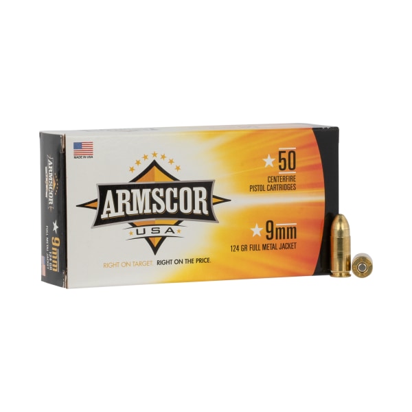 Armscor 9mm Luger 124 Grain Full Metal Jacket Centerfire Handgun Ammo