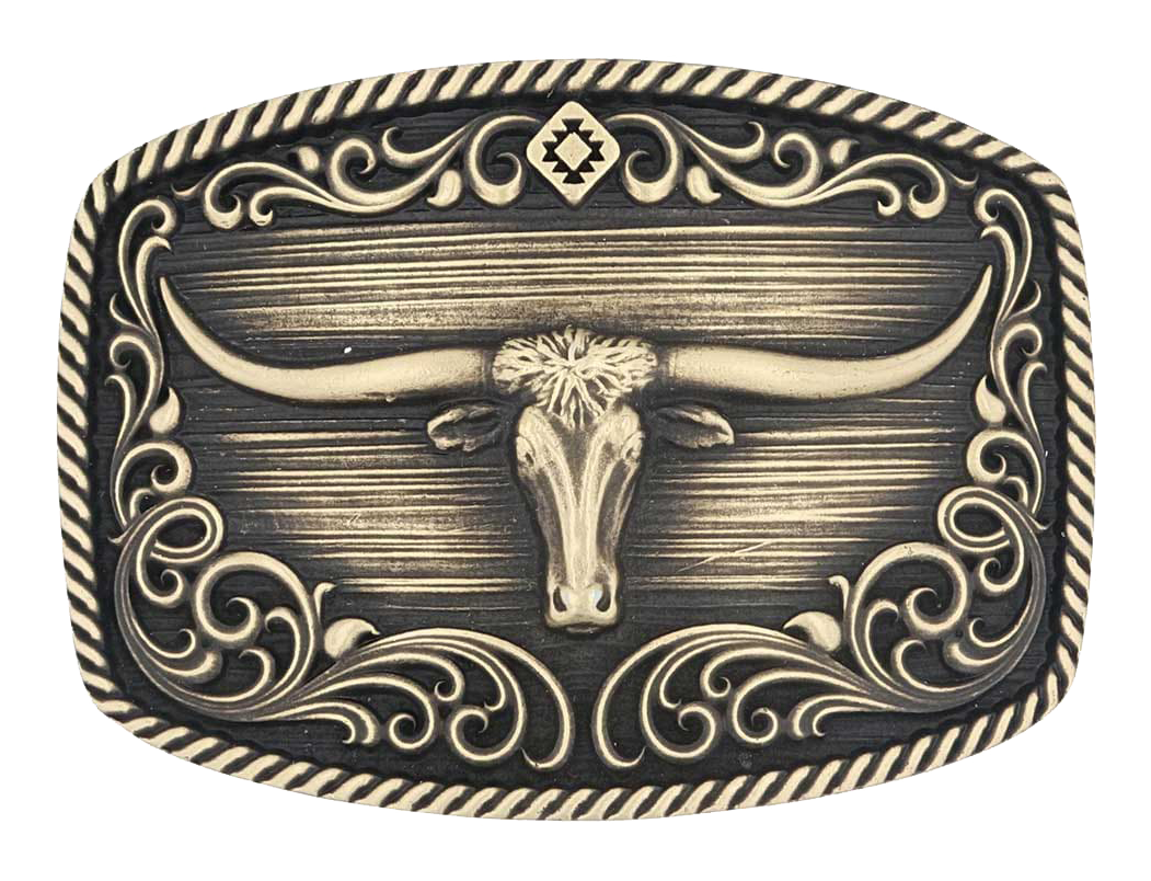 Image of Montana Silversmiths Longhorn Legend Heritage Attitude Belt Buckle