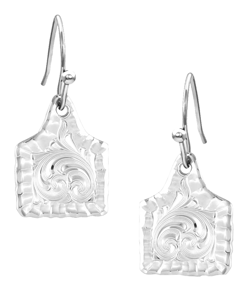 Image of Montana Silversmiths Chiseled Cow Tag Earrings