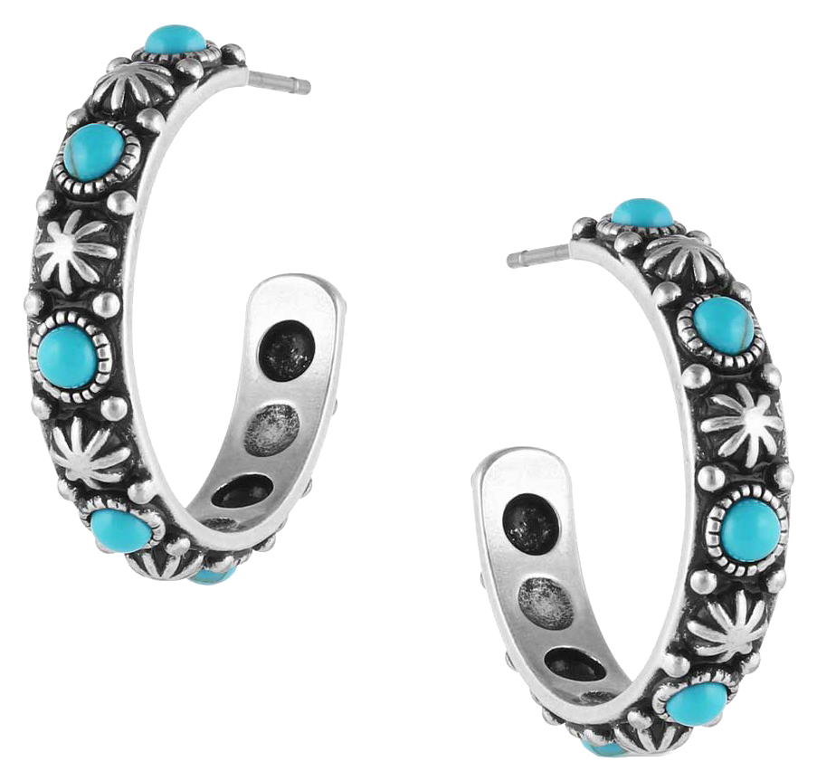 Image of Montana Silversmiths Starlight Starbrite Turquoise Hoop Earrings