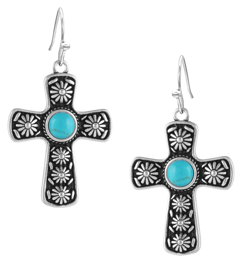 Image of Montana Silversmiths Bold in Faith Turquoise Cross Earrings