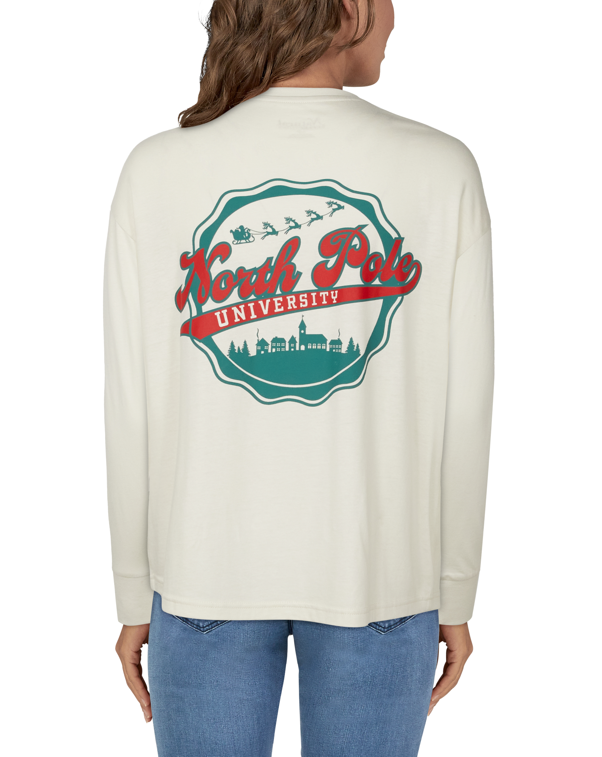 NATURAL REFLECTIONS North Pole University Long-Sleeve T-Shirt for Ladies