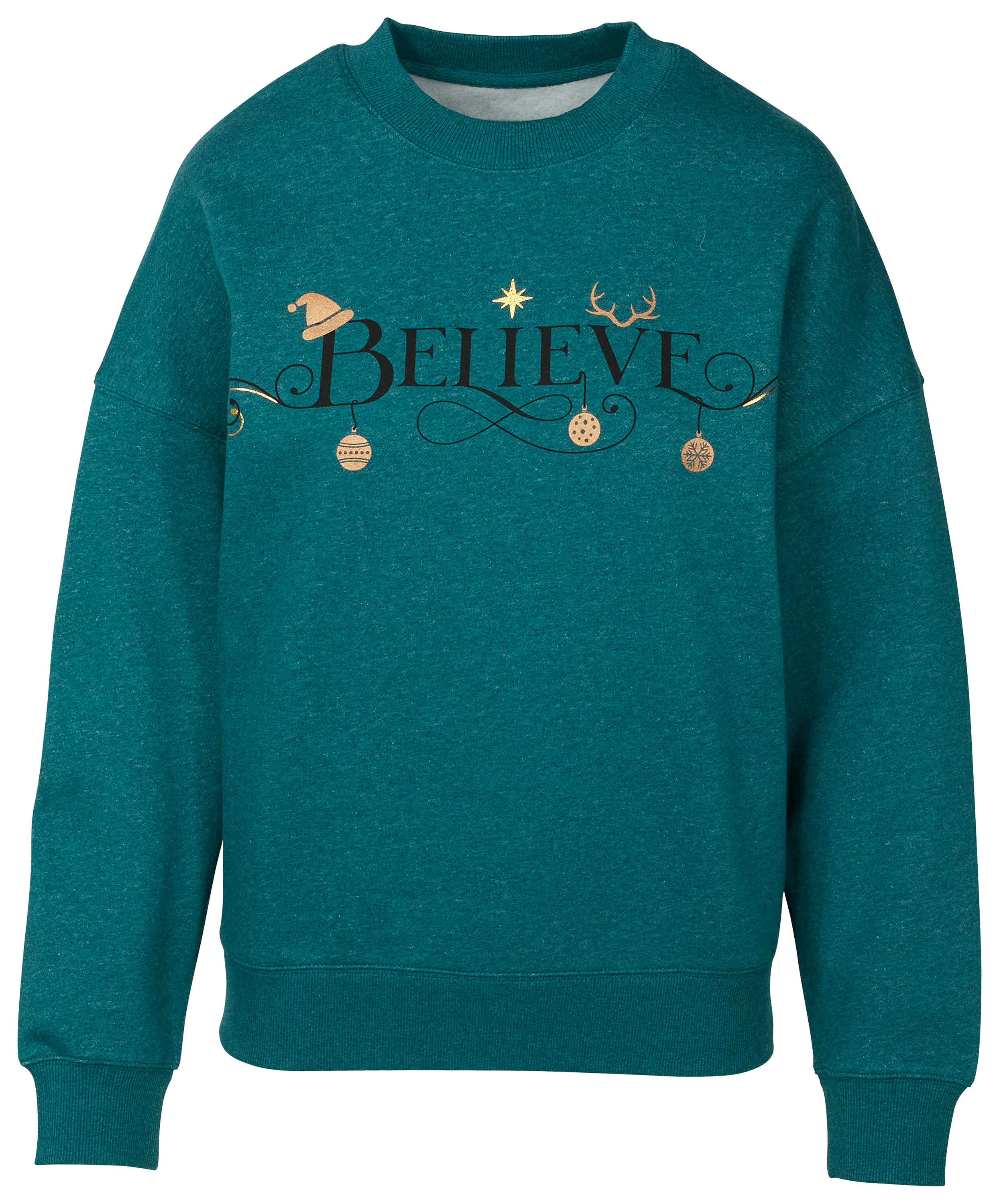 Image of Natural Reflections Believe Sweatshirt - Teal Green Heather