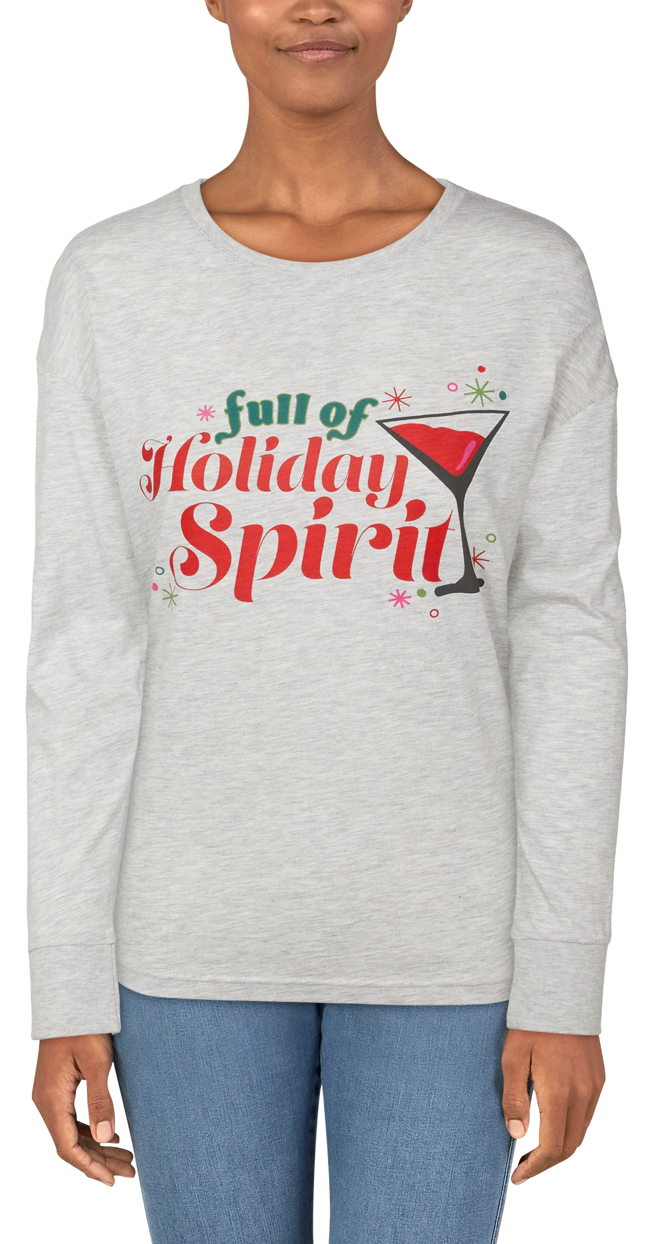 NATURAL REFLECTIONS Holiday Spirit Long-Sleeve T-Shirt for Ladies