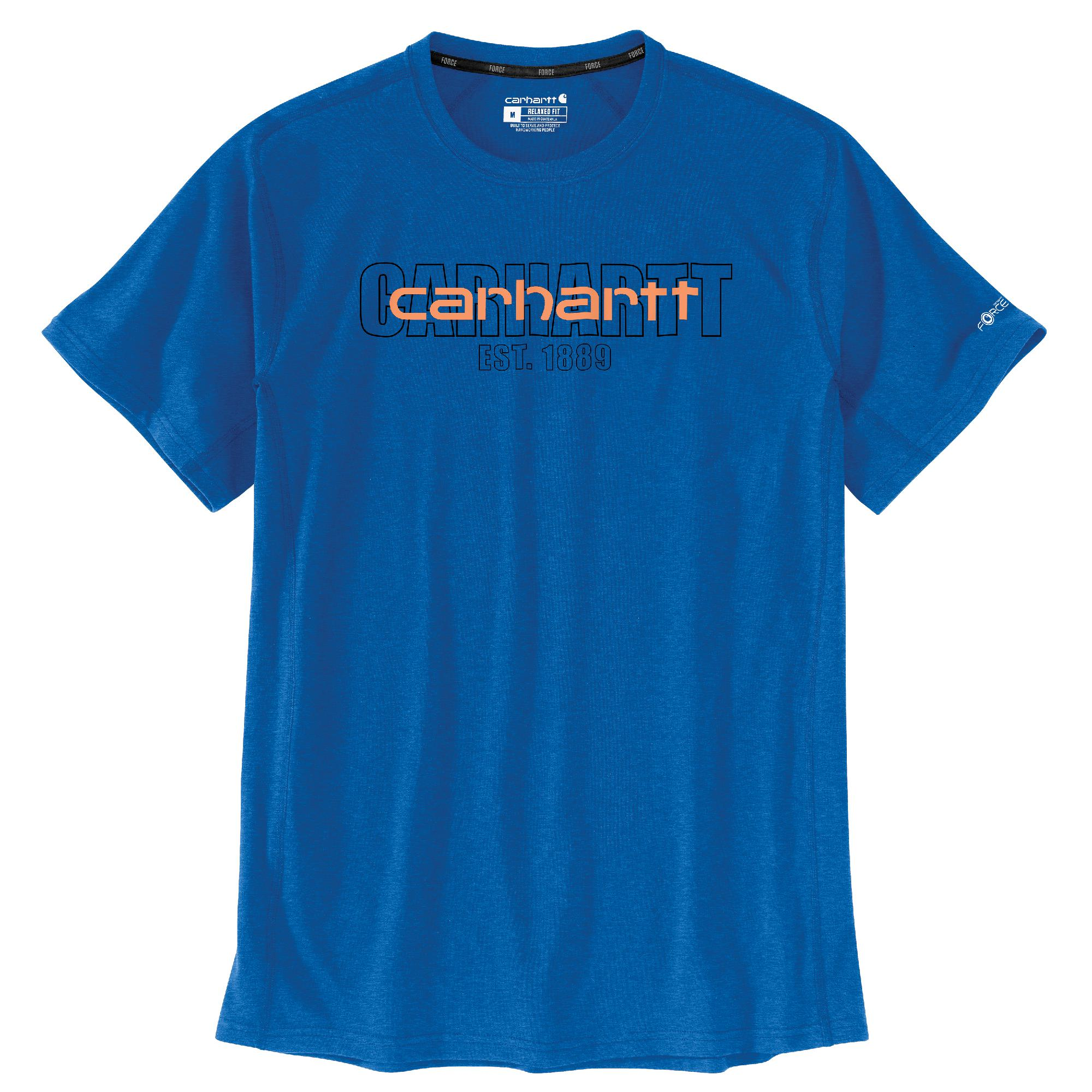 Image of Carhartt Force Logo Graphic Relaxed-Fit Midweight Short-Sleeve T-Shirt for Men - Light Huron Heather - 2XL